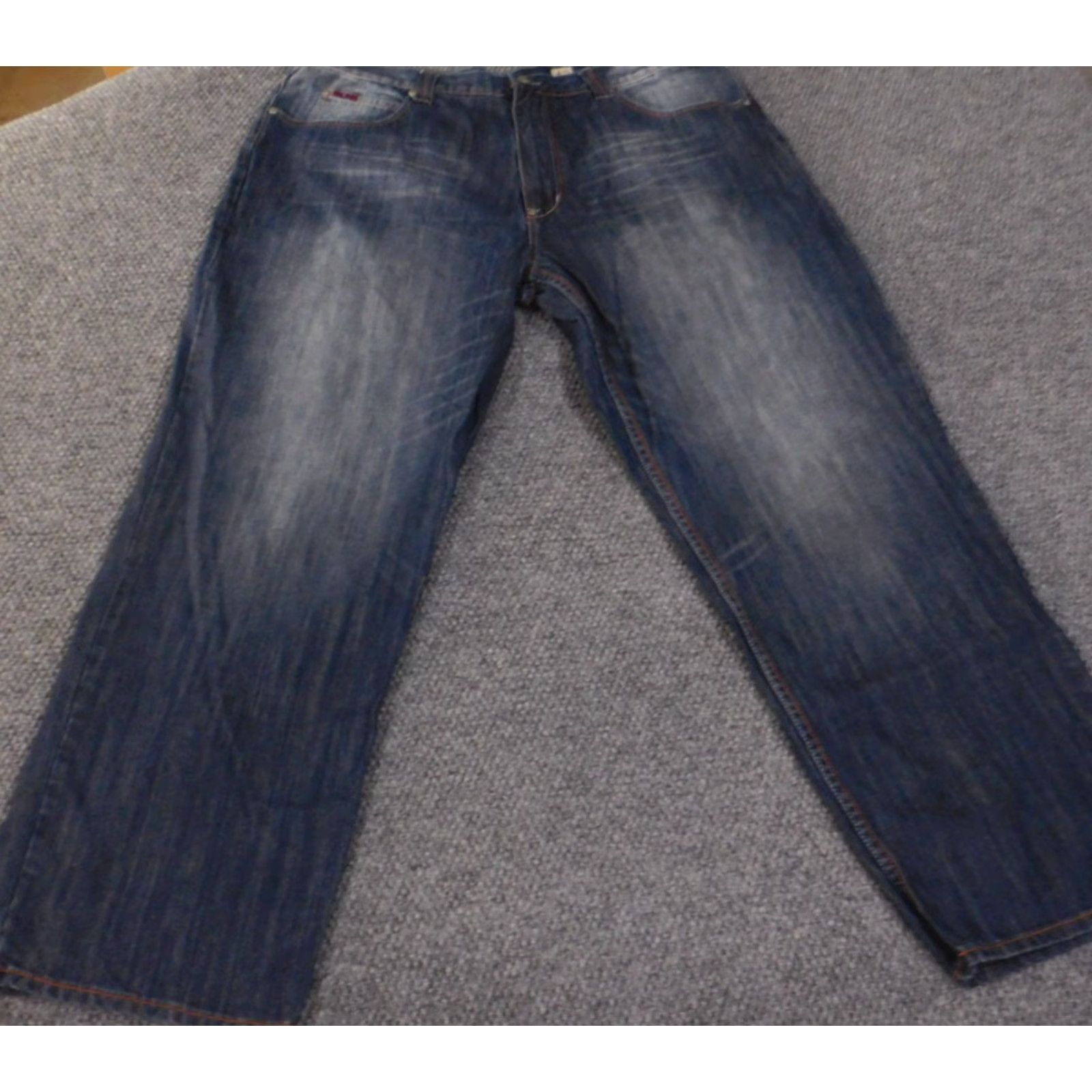 Etro muka Jeans 42x32 Mens Straight Denim Blue Cotton Zip Pockets Vintage Grunge Cowboy 90s Style Jeans Mens Regular 42x32 Size US 42 / EU 58 - 4 Thumbnail