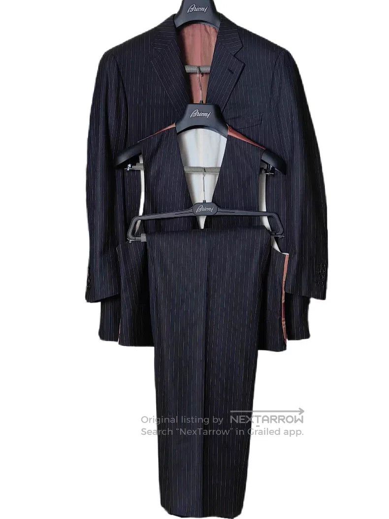 Brioni Brioni Black Striped Fully Customized Three-piece Suit Size US M / EU 48-50 / 2 - 1 Thumbnail