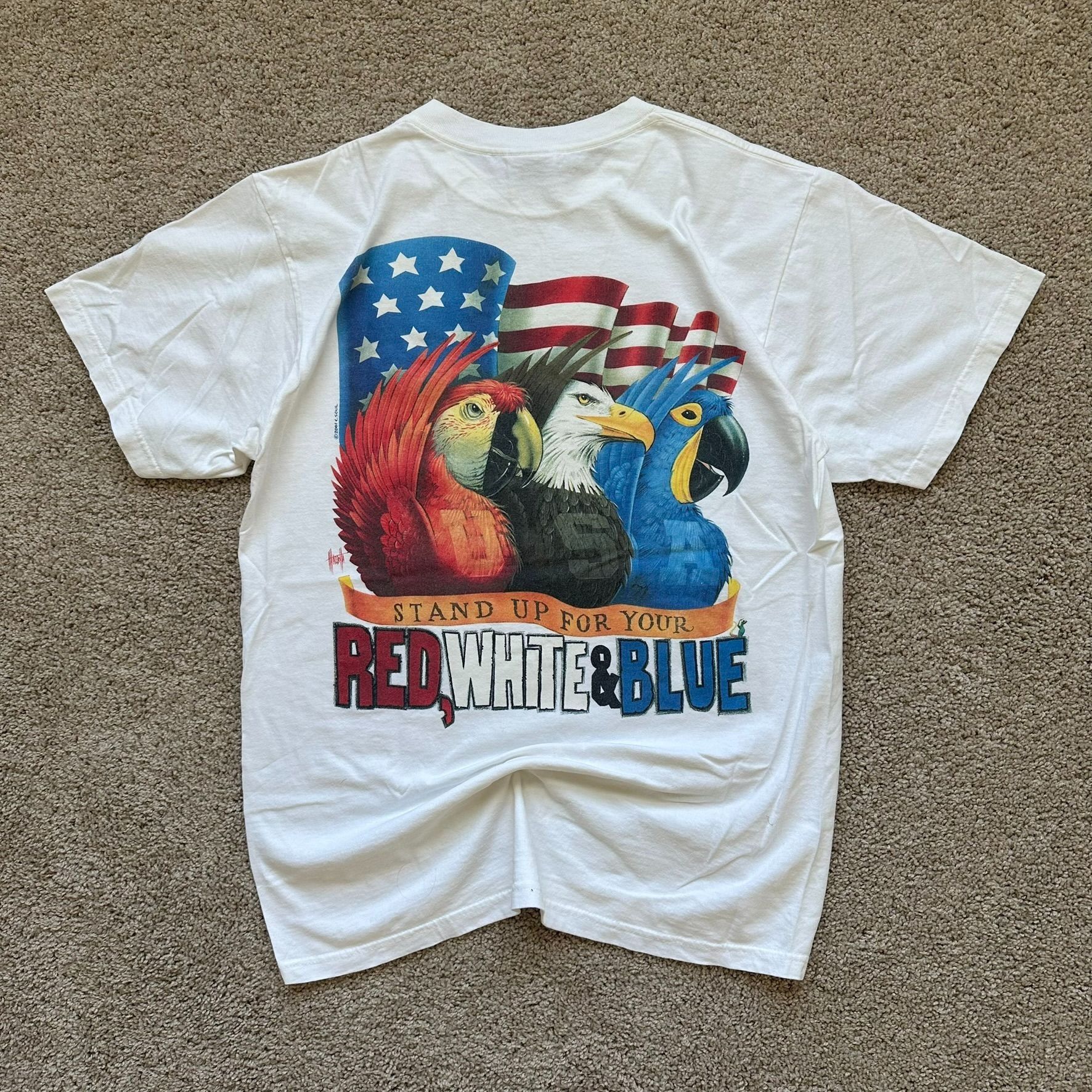 Vintage Vintage Y2K Caribbean Soul USA T-Shirt Patriotic Jimmy Buffe Size US L / EU 52-54 / 3 - 1 Thumbnail