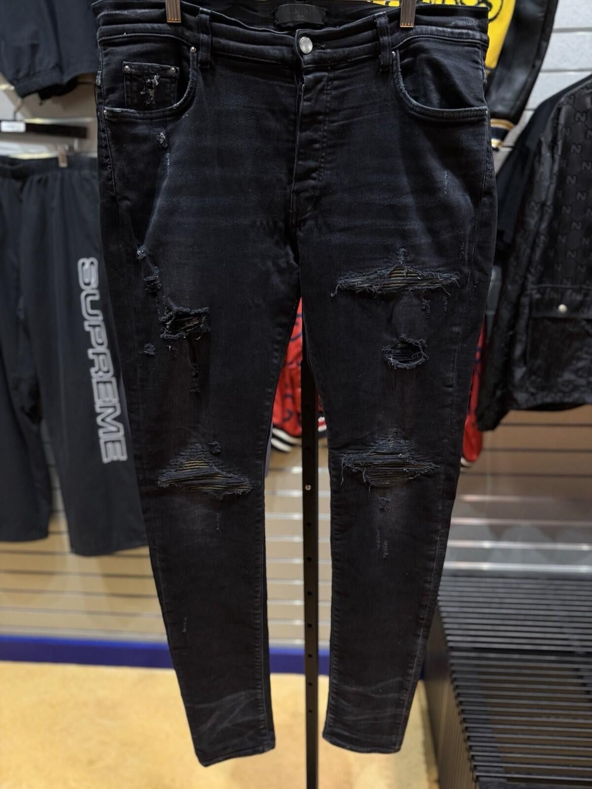 Amiri Size 36 - Amiri Black Camo Logo Jeans 100% Authentic Quick Size US 36 / EU 52 - 1 Thumbnail