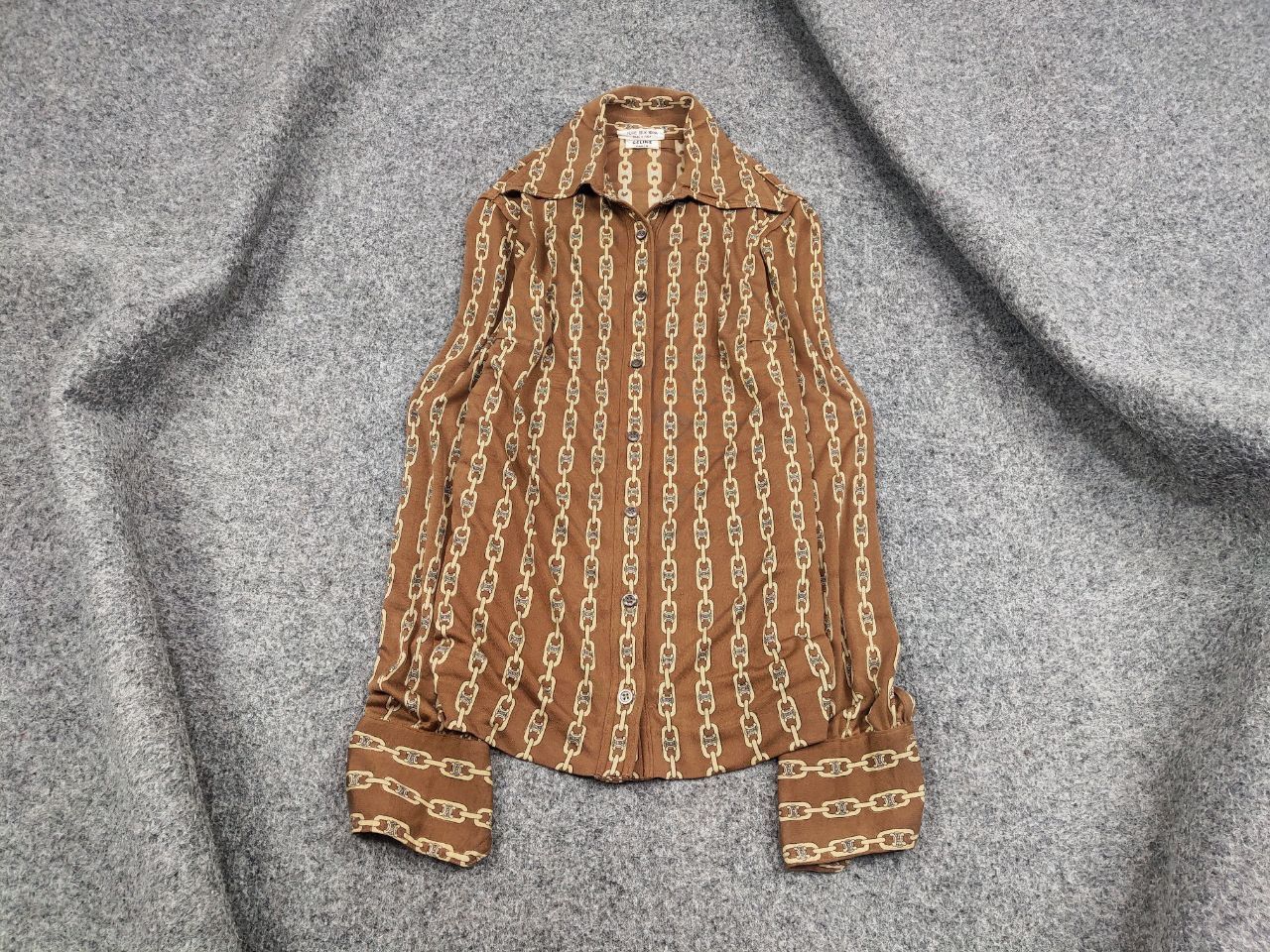 Celine Vintage 70's Celine Pure Silk Monogram Logo Blouse Shirt Size M / US 6-8 / IT 42-44 - 2 Thumbnail