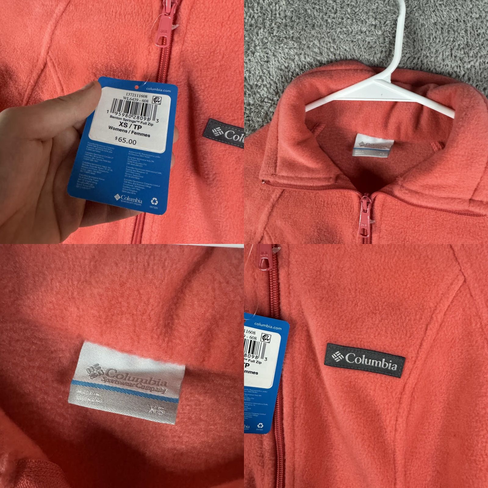 Pinko Columbia Womens Fleece Jacket XS Pink Benton Springs Full Zip Pockets Outdoor Size XS / US 0-2 / IT 36-38 - 8 Thumbnail