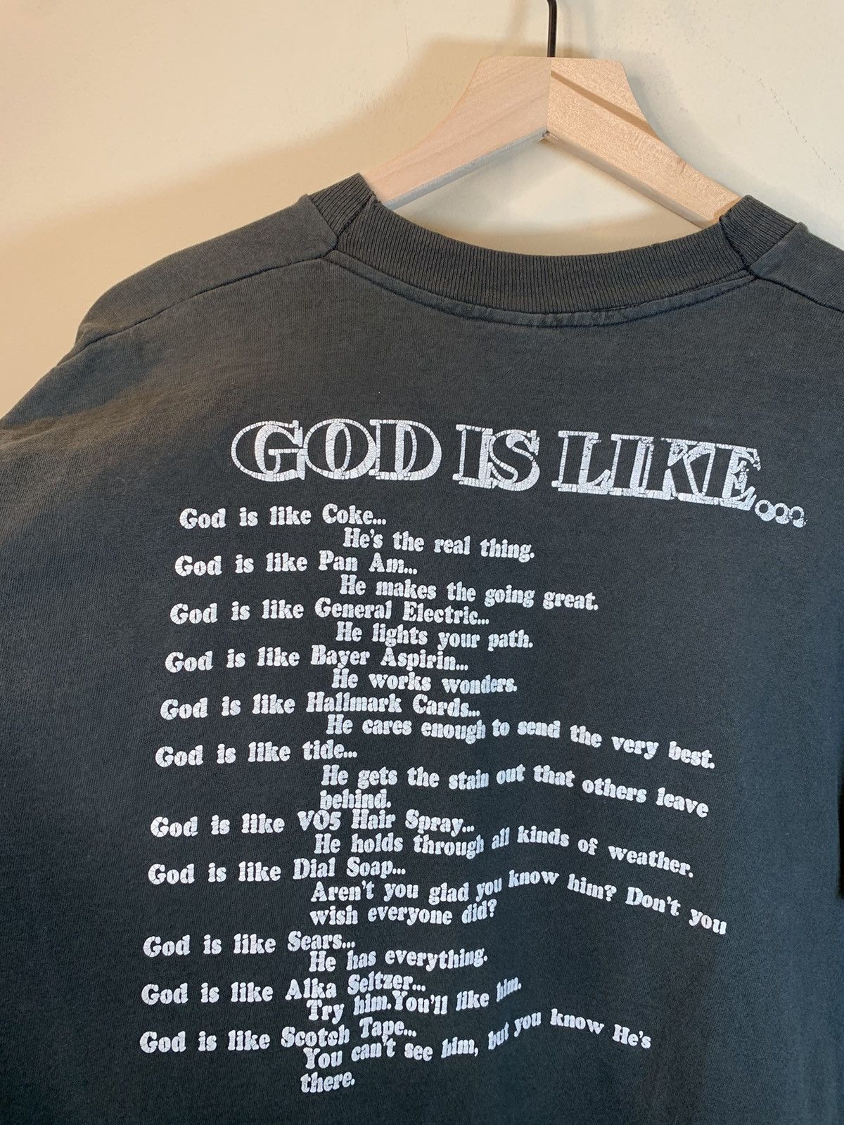 Vintage RARE Vintage 90’s Isn’t God The Greatest Single Stitch Shirt Size US L / EU 52-54 / 3 - 4 Thumbnail