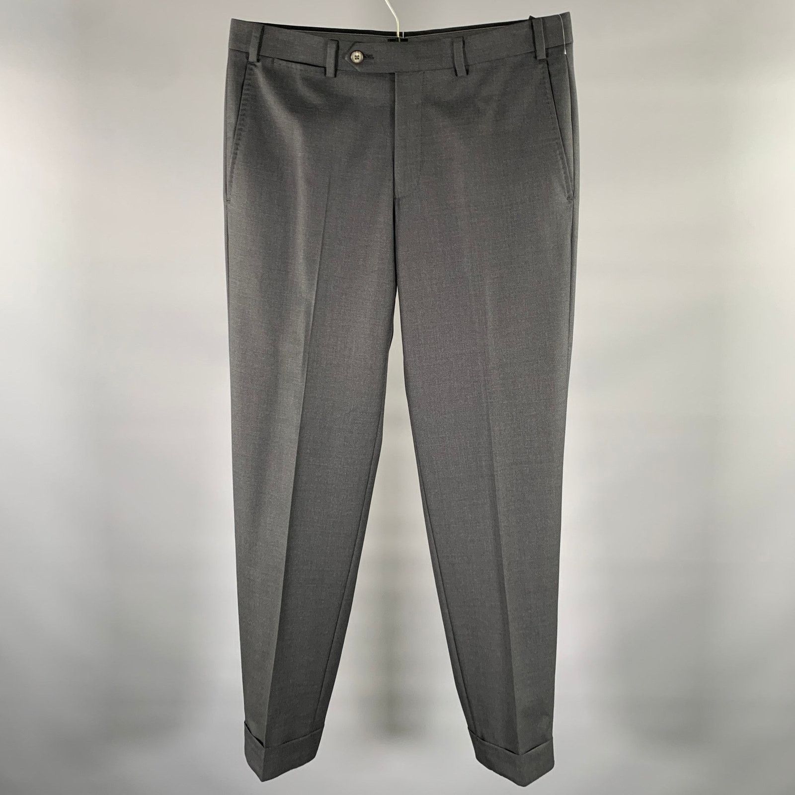 ATELIER MUNRO Size 32 Charcoal Wool Slim Fit Dress Pants