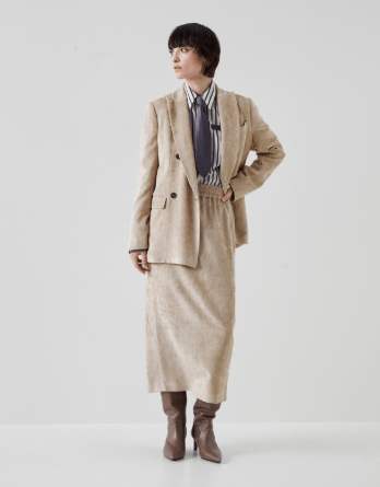 Brunello Cucinelli o1la1rc1a0325 Pana Midi Skirt in Beige Size 28" / US 6 / IT 42 - 4 Thumbnail