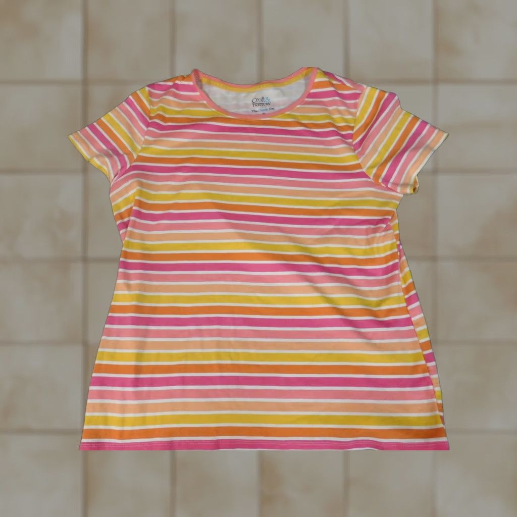 Croft & Barrow Croft & Barrow Womens Shirt Medium Pink Striped Crewneck Blouse Short Sleeve Casual breathable Classic Mens? Womens Size M / US 6-8 / IT 42-44 - 1 Thumbnail