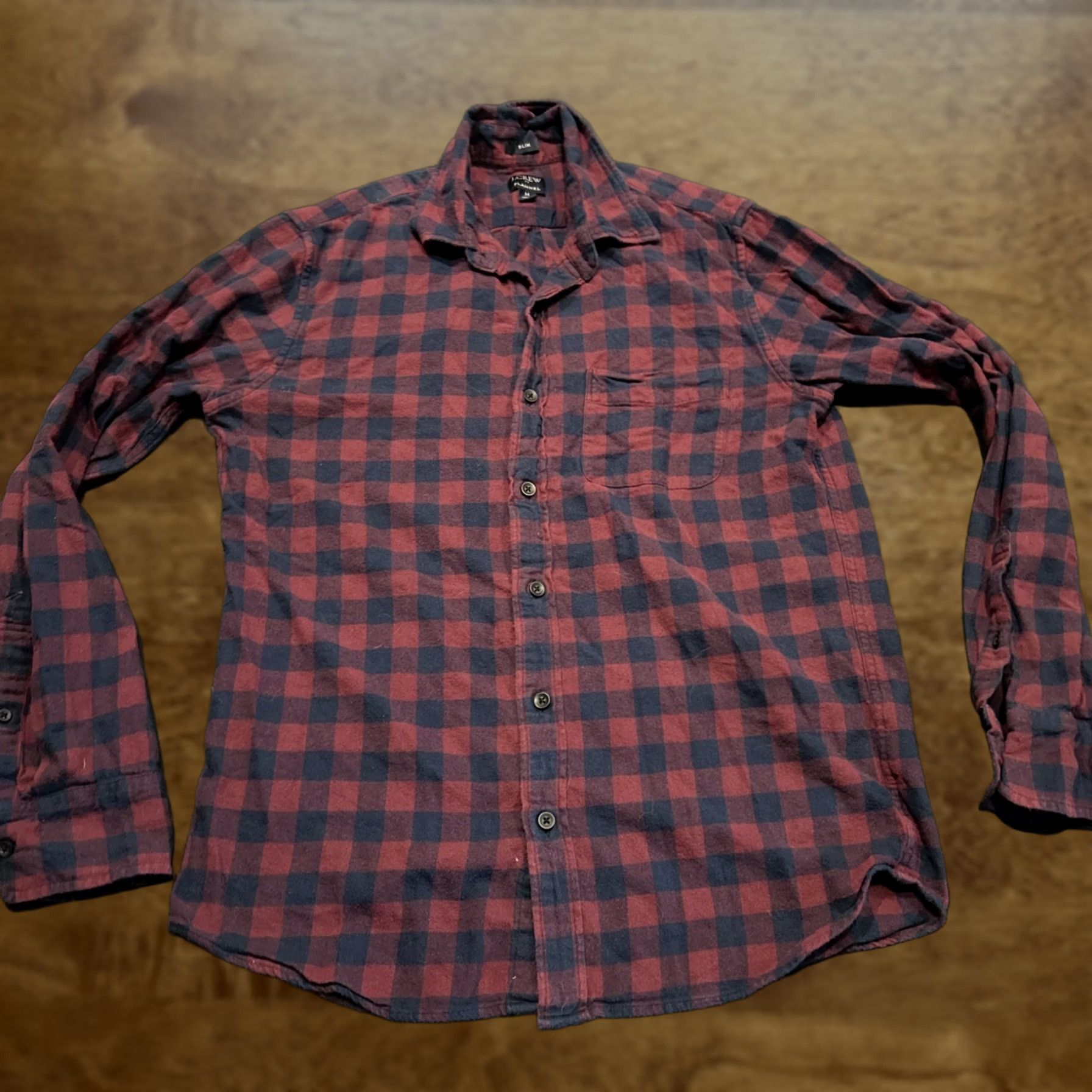 J.Crew J.CREW Shirt Slim Red Plaid Long Sleeve Button-Up Medium M Regular Men Size US M / EU 48-50 / 2 - 1 Thumbnail