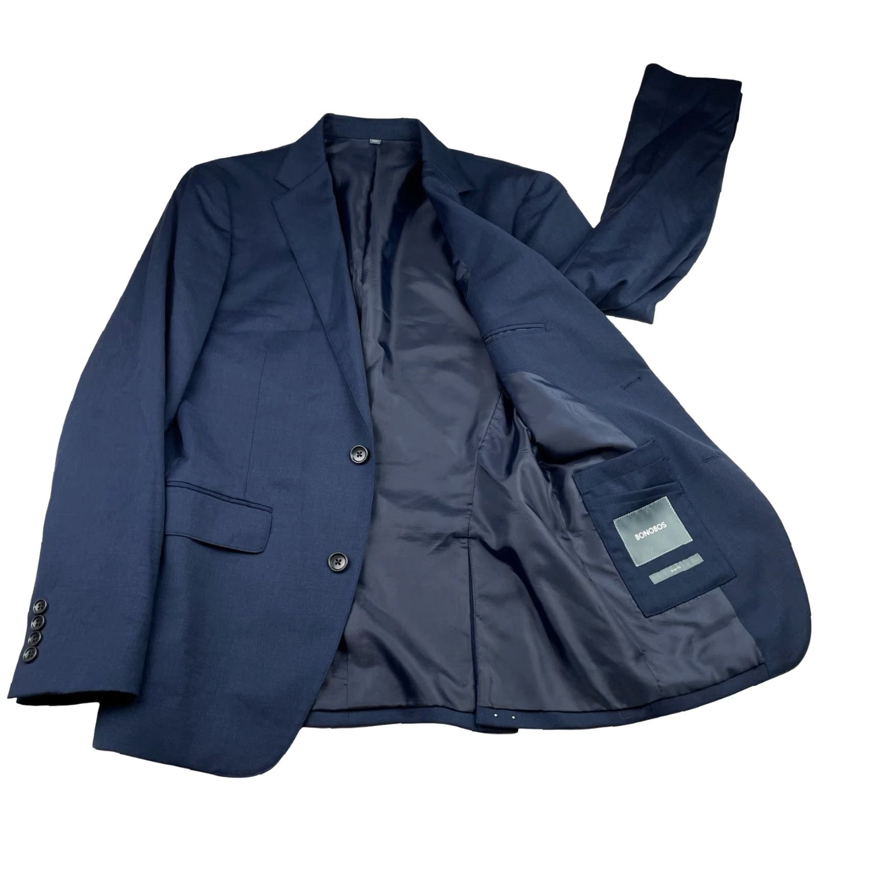 Bonobos NEW Bonobos Men’s Blazer Navy Blue Wool Stretch Slim Fit 2-Button 36R Size 36R - 3 Thumbnail
