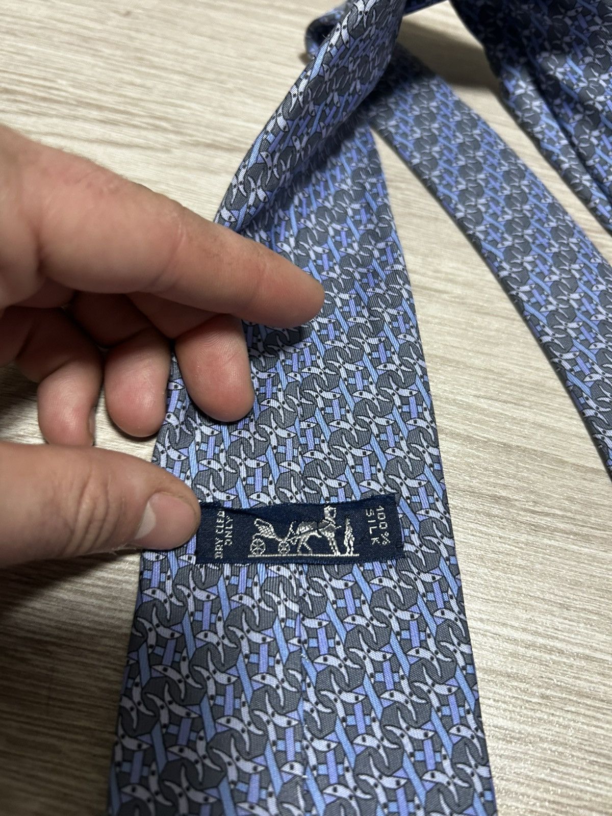 Hermes Hermes Horseshoe Pattern Classic Width Silk Tie 7990 EA Size ONE SIZE - 4 Thumbnail