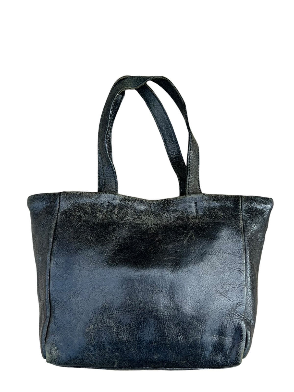 Issey Miyake × Leather × Zucca Vintage Zucca Japan Faded Patina Leather Mini Tote Bag Size ONE SIZE - 7 Thumbnail