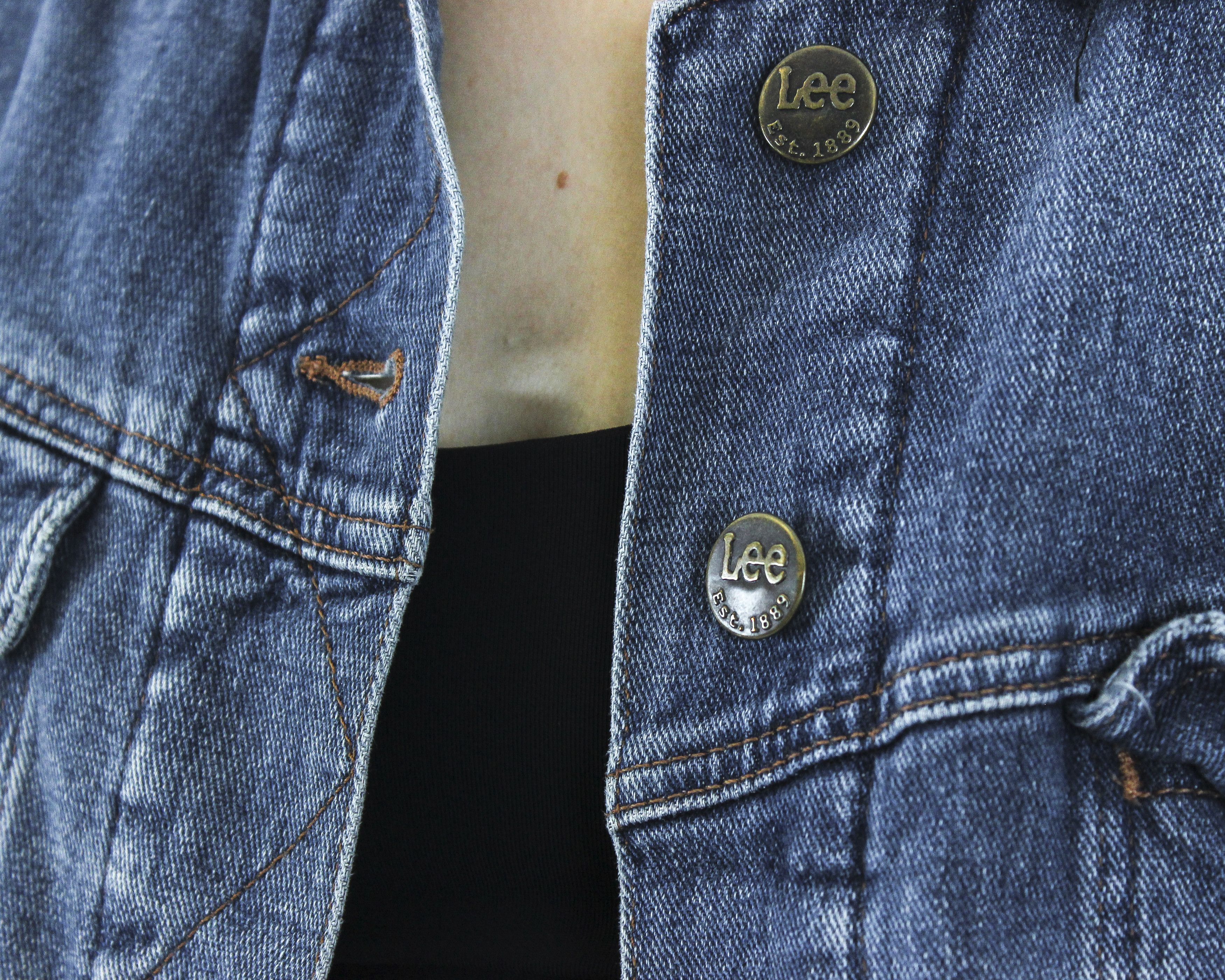Lee × Vintage Women L Denim Jacket Blue Top Jean Blazer Padded Button Up Size L / US 10 / IT 46 - 4 Thumbnail
