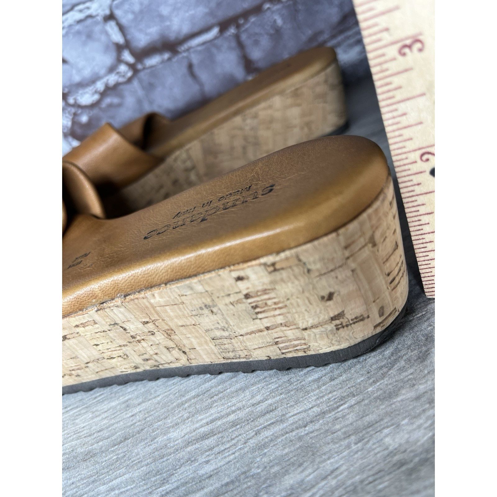 Sundae School Sundance Brown Leather Tan Wedge Cork Platform Sandals Slide Size US 6 / IT 36 - 20 Thumbnail