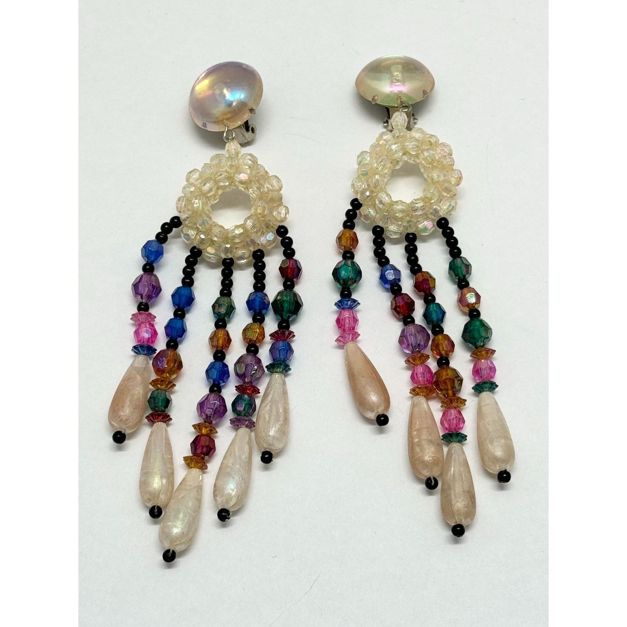 Vintage Vintage beaded crystal tassel earrings Size ONE SIZE - 3 Thumbnail