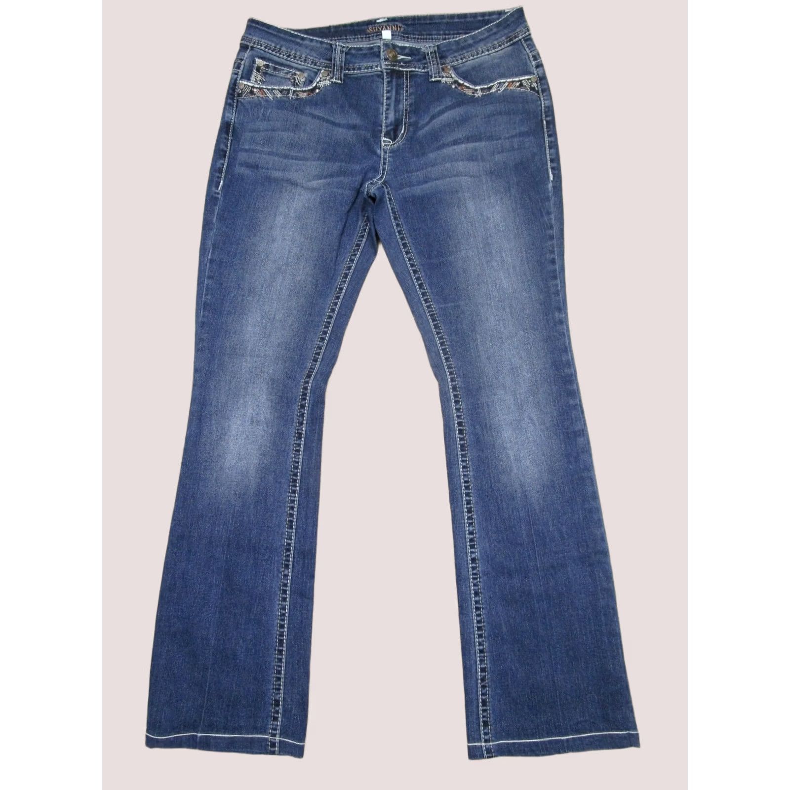 Vintage Shyanne Jeans Women Bootcut Jeans Blue 30S Stretch Embroidered Pockets Cowgirl Southwestern Mens Women Girls Size 30" / US 8 / IT 44 - 1 Thumbnail
