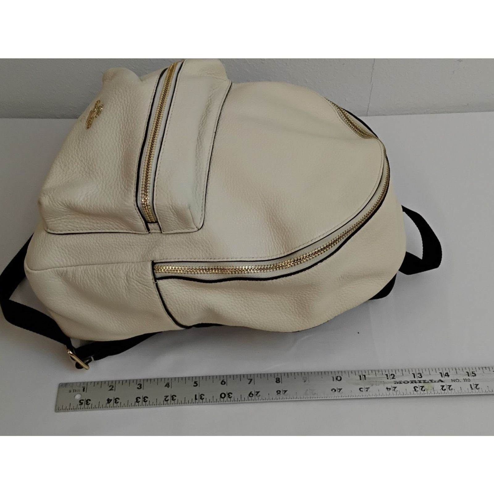 Coach Coach Charlie Mini Backpack Cream Pebbled Leather Black Trim Size ONE SIZE - 16 Thumbnail