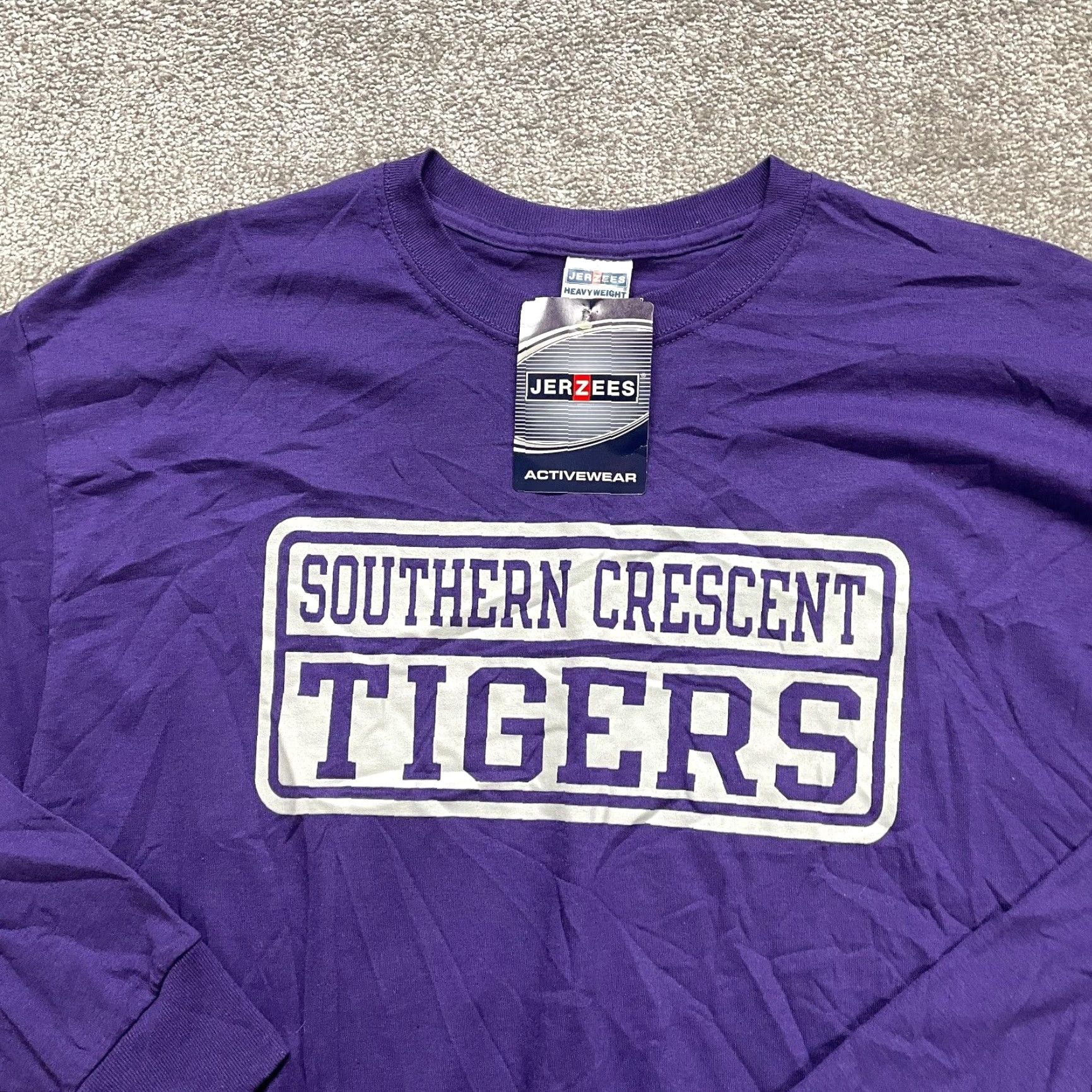 Jerzees Jerzees Heavyweight T-Shirt Mens XL Purple Regular Fit Long Sleeve Crew Neck NWT New Vintage: No Size US XL / EU 56 / 4 - 3 Thumbnail