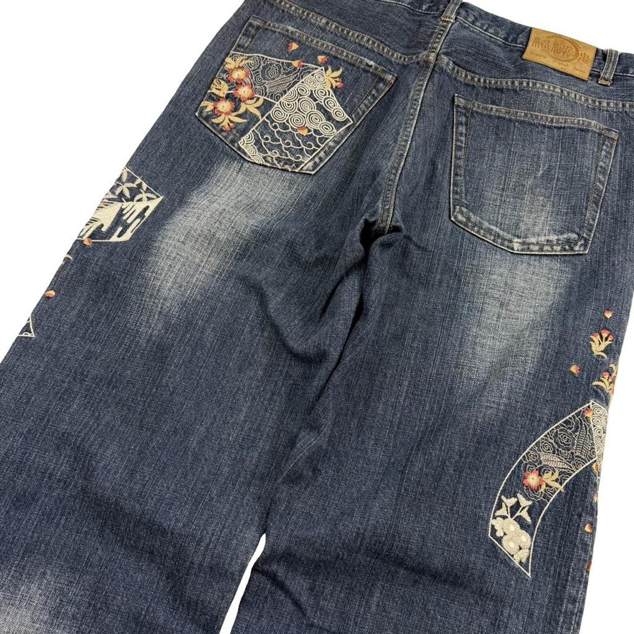 Karakuri Tamashii Karakuri Tamashii Embroidered Floral Japanese Jeans Waist 35 Size US 35 - 4 Thumbnail