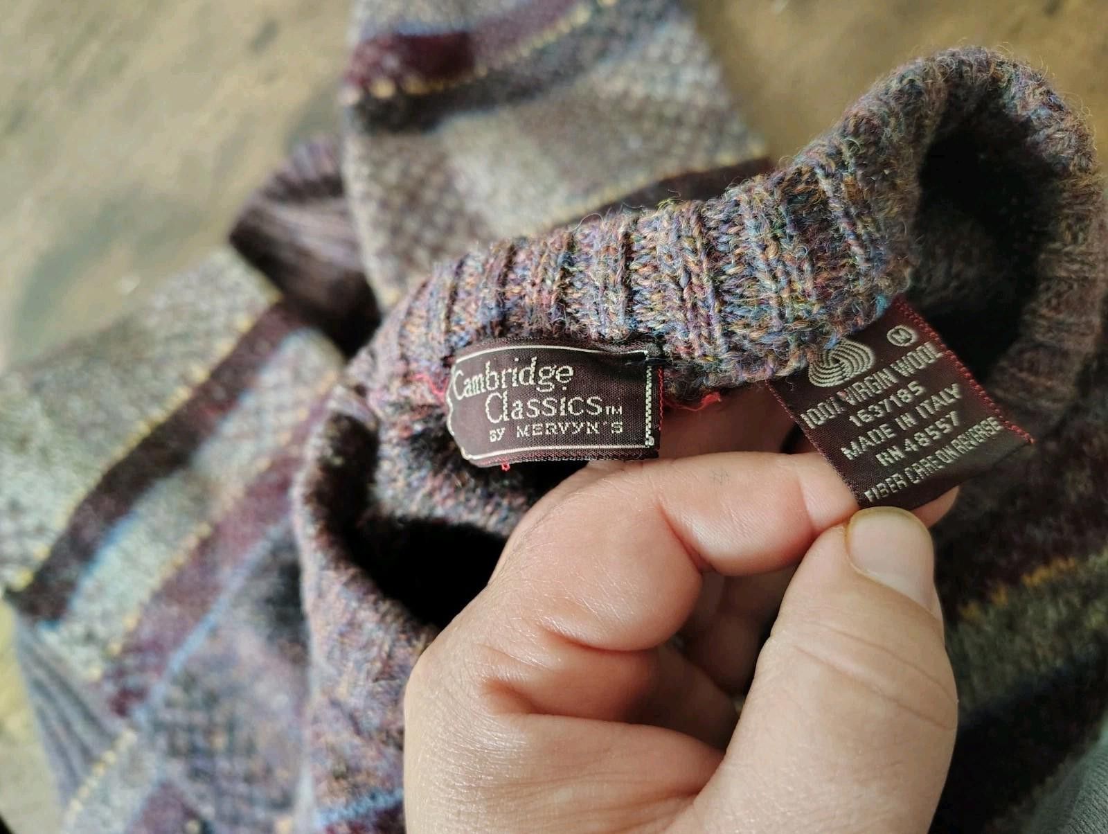 Other Men's 100% wool Vintage Grandpa Sweater Brown Gray Geometric Size US M / EU 48-50 / 2 - 4 Thumbnail