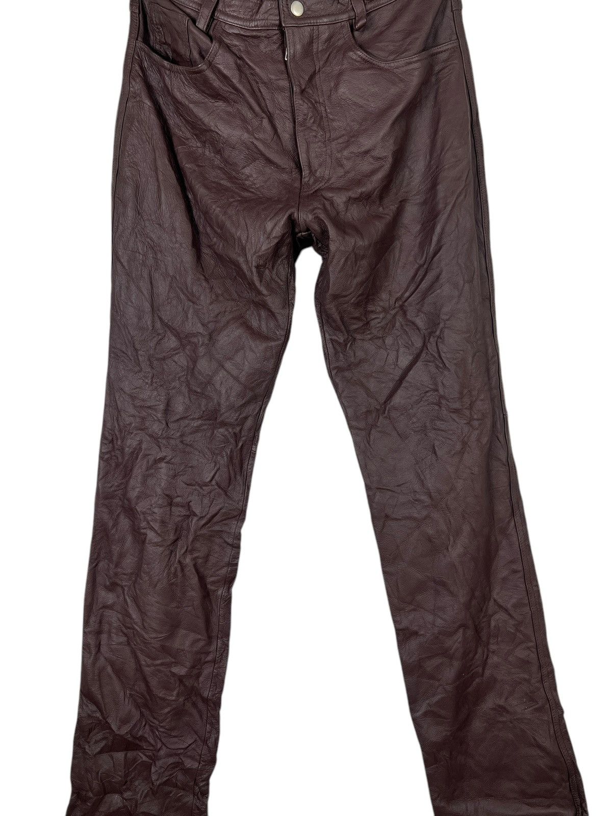 Issey Miyake × Japanese Brand 🔥 RARE VINTAGE ALL THE WAY LEATHER TROUSER PANT Size US 30 / EU 46 - 6 Thumbnail