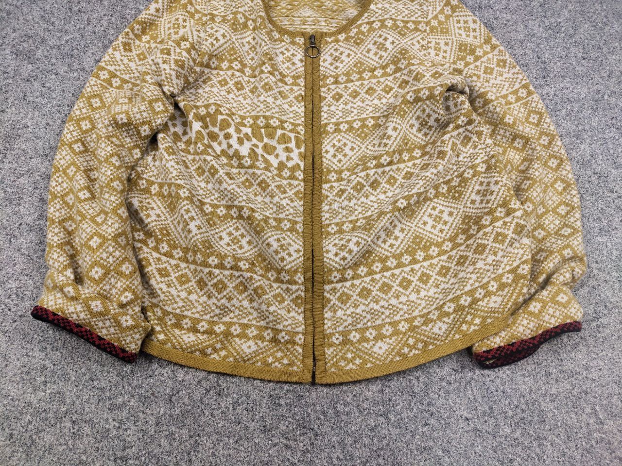 Gudrun Sjoden Gudrun Grenz zip Wool Blend Yellow pattern Seater cardigan Size S / US 4 / IT 40 - 5 Thumbnail