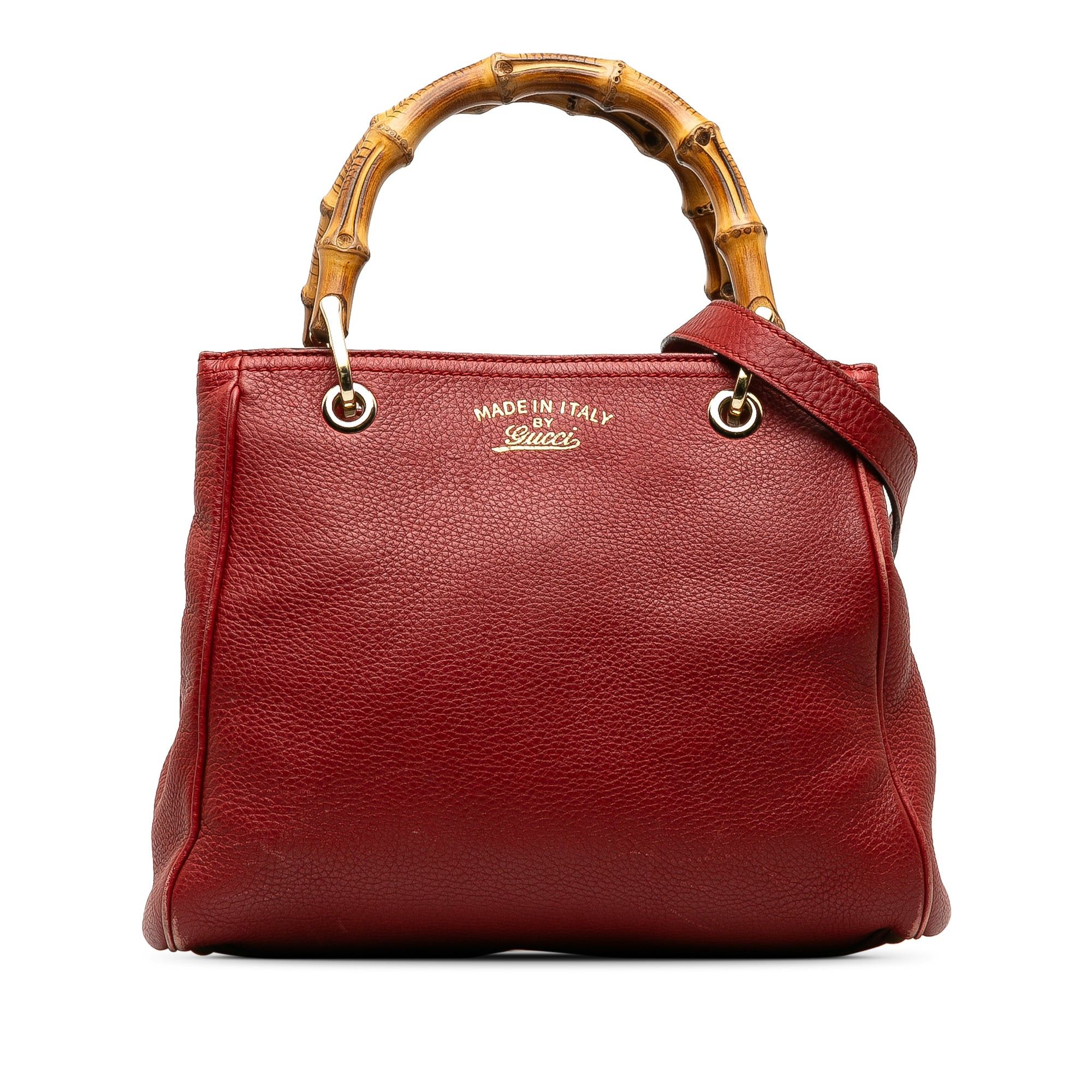 image of Gucci Small Bamboo Shopper Satchel in Red, Women's