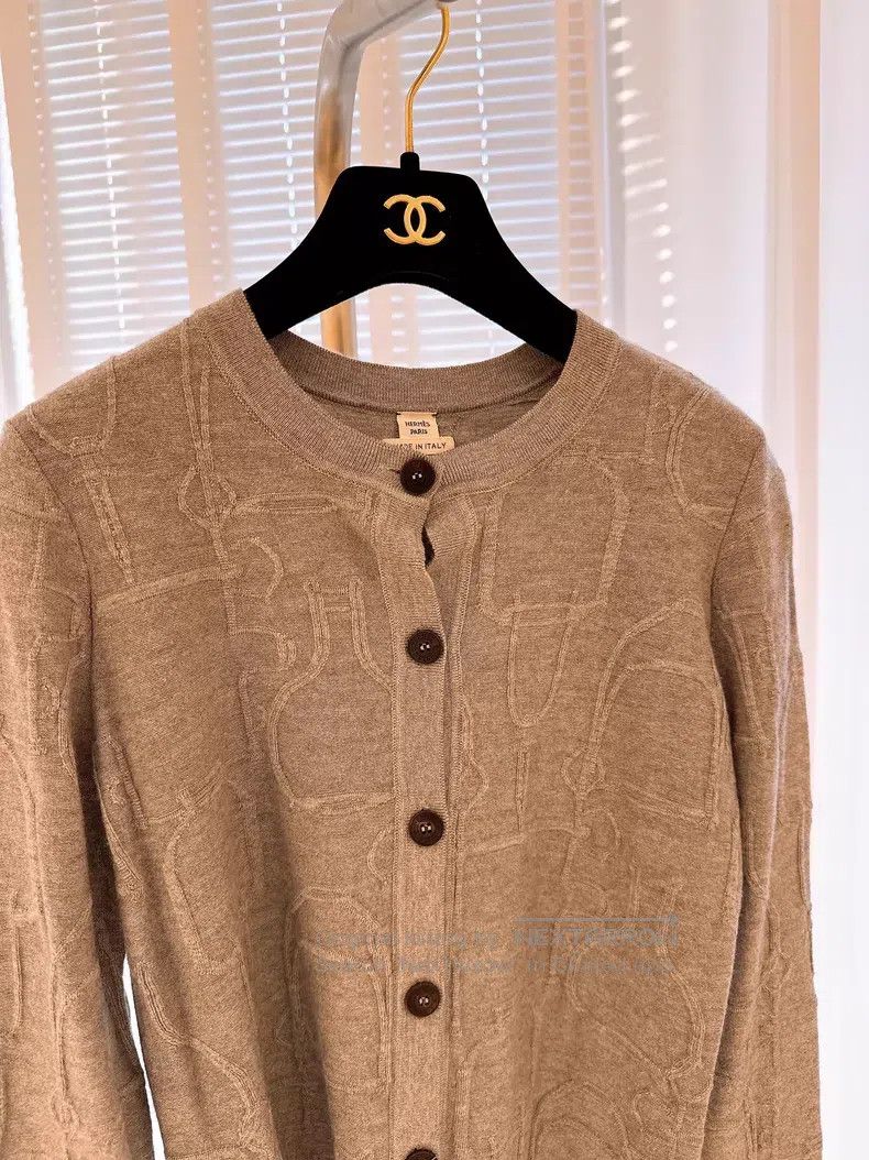 Hermes Hermes Stirrup Buckle Jacquard Knit Open Cardigan Size XS / US 0-2 / IT 36-38 - 2 Thumbnail