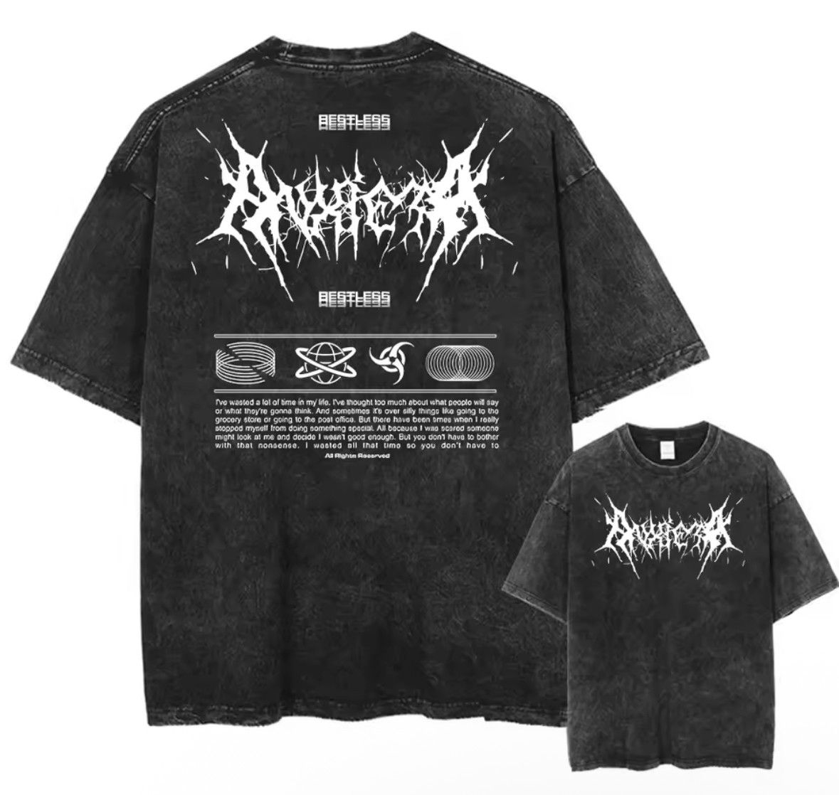 Vintage Hip Hop Vintage Gothic Graffiti Washed Short Sleeve T-Shirt Size US M / EU 48-50 / 2 - 1 Thumbnail