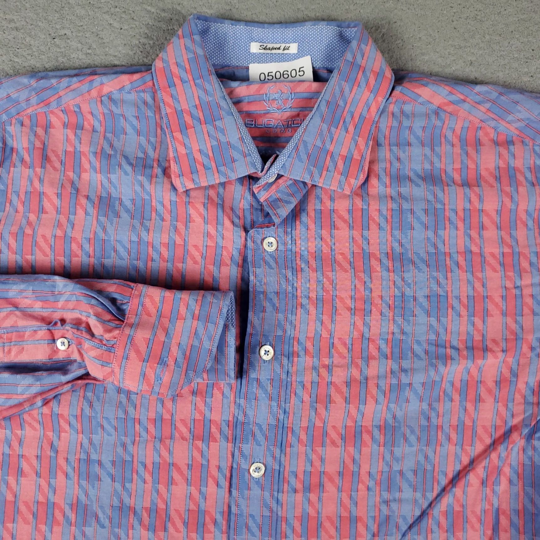 BUGATCHI Bugatchi Mens Button-Up Shirt L Blue Striped Cotton Classic Preppy American Modern Size US L / EU 52-54 / 3 - 2 Thumbnail