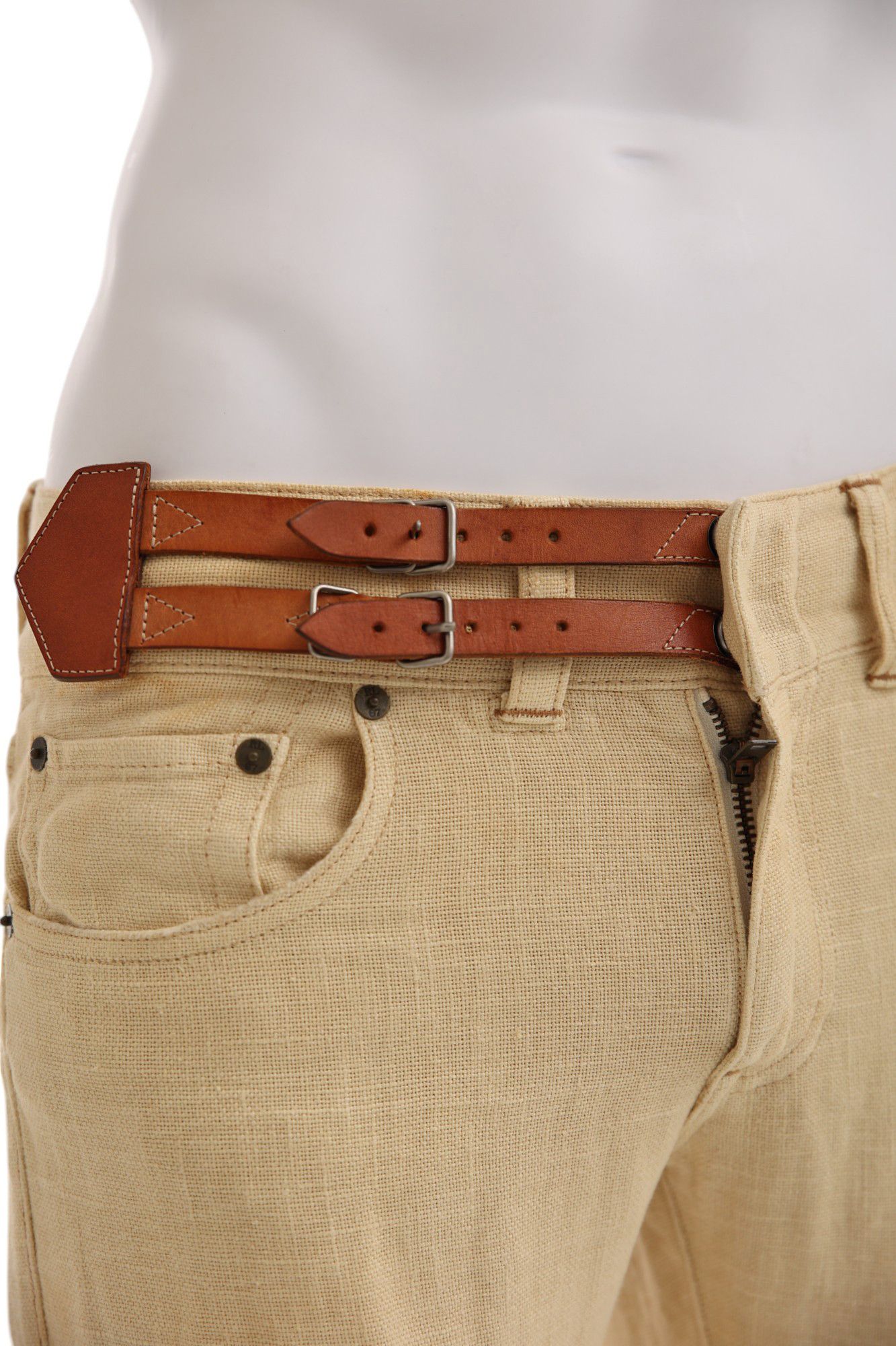 Ralph Lauren Early 00's Beige Belted Linen Pants Size US 28 / EU 44 - 4 Thumbnail