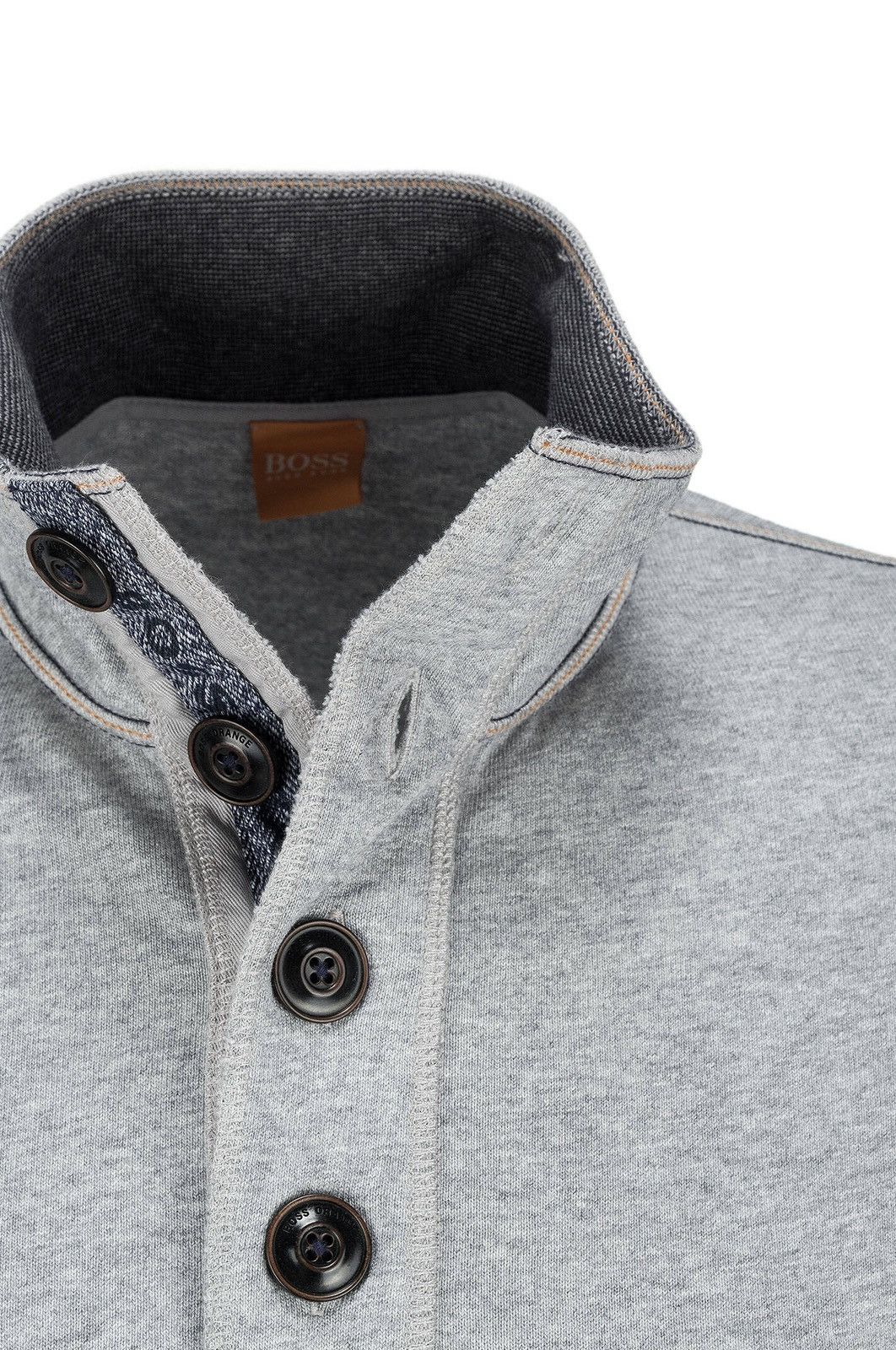 Hugo Boss Hugo Boss Orange Mens Grey Long Sleeve Henley Polo Shirt Size US M / EU 48-50 / 2 - 3 Thumbnail