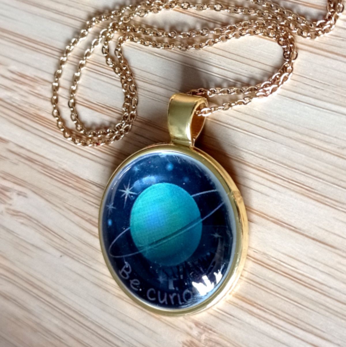 Hysteric Glamour × Japanese Brand × Vintage Punk Tiny Planet Uranus Stainless Steel Gold Necklace Unique Size ONE SIZE - 2 Thumbnail