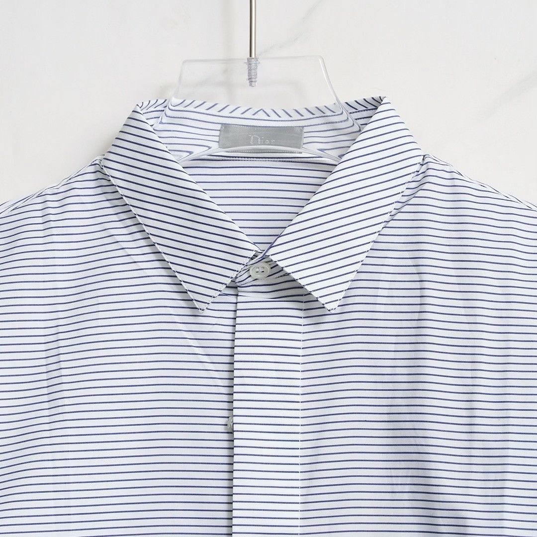 Dior Dior Men's Blue White Striped Shirt Size US S / EU 44-46 / 1 - 3 Thumbnail