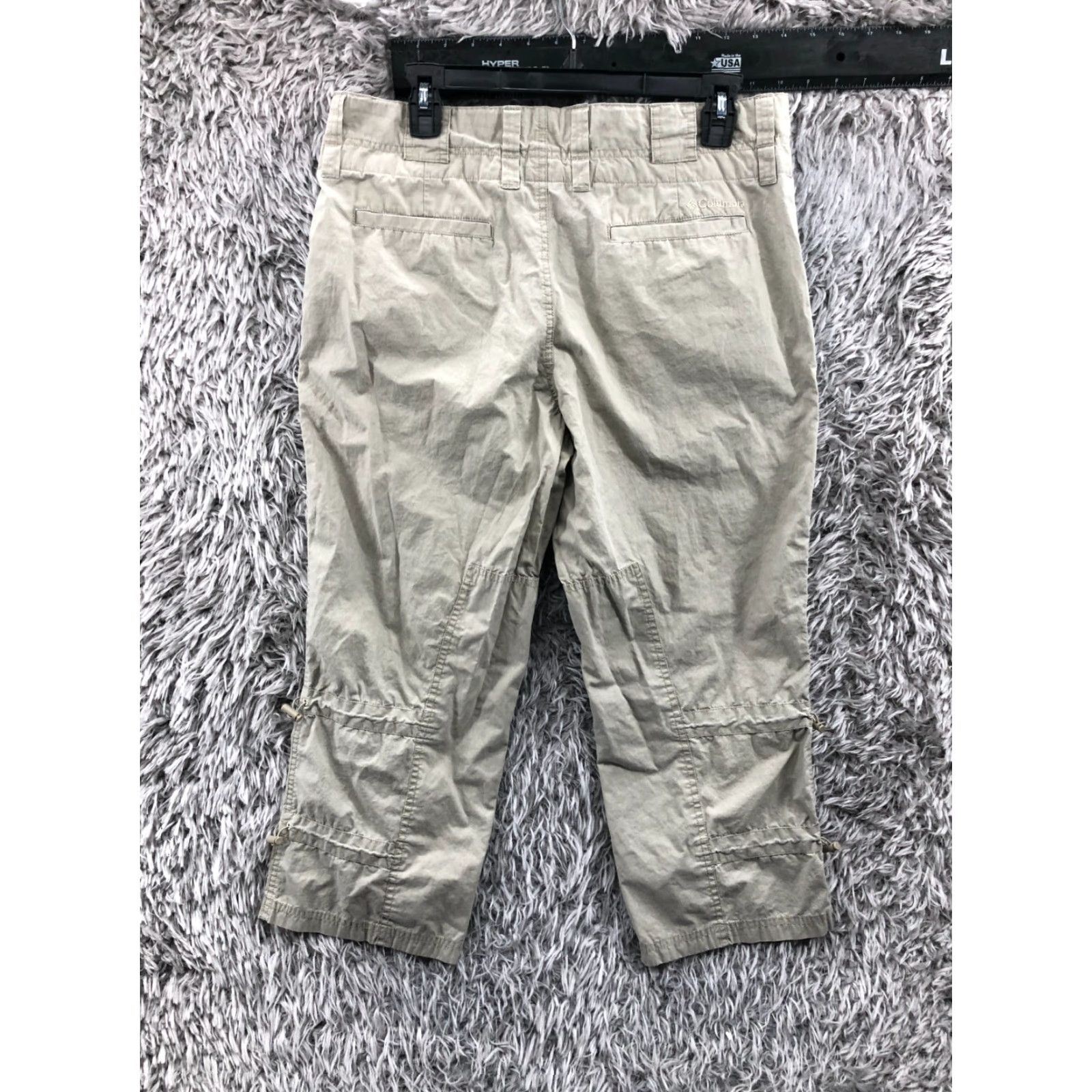 Vintage Columbia Capri Pants Womens Beige Regular Size 12 Inseam 24 Elastic Waist Pockets Straight Rise 8.5-10.5 Knit Polyester Front Flat Front Casual Formal Size 34" / US 12 / IT 48 - 6 Thumbnail
