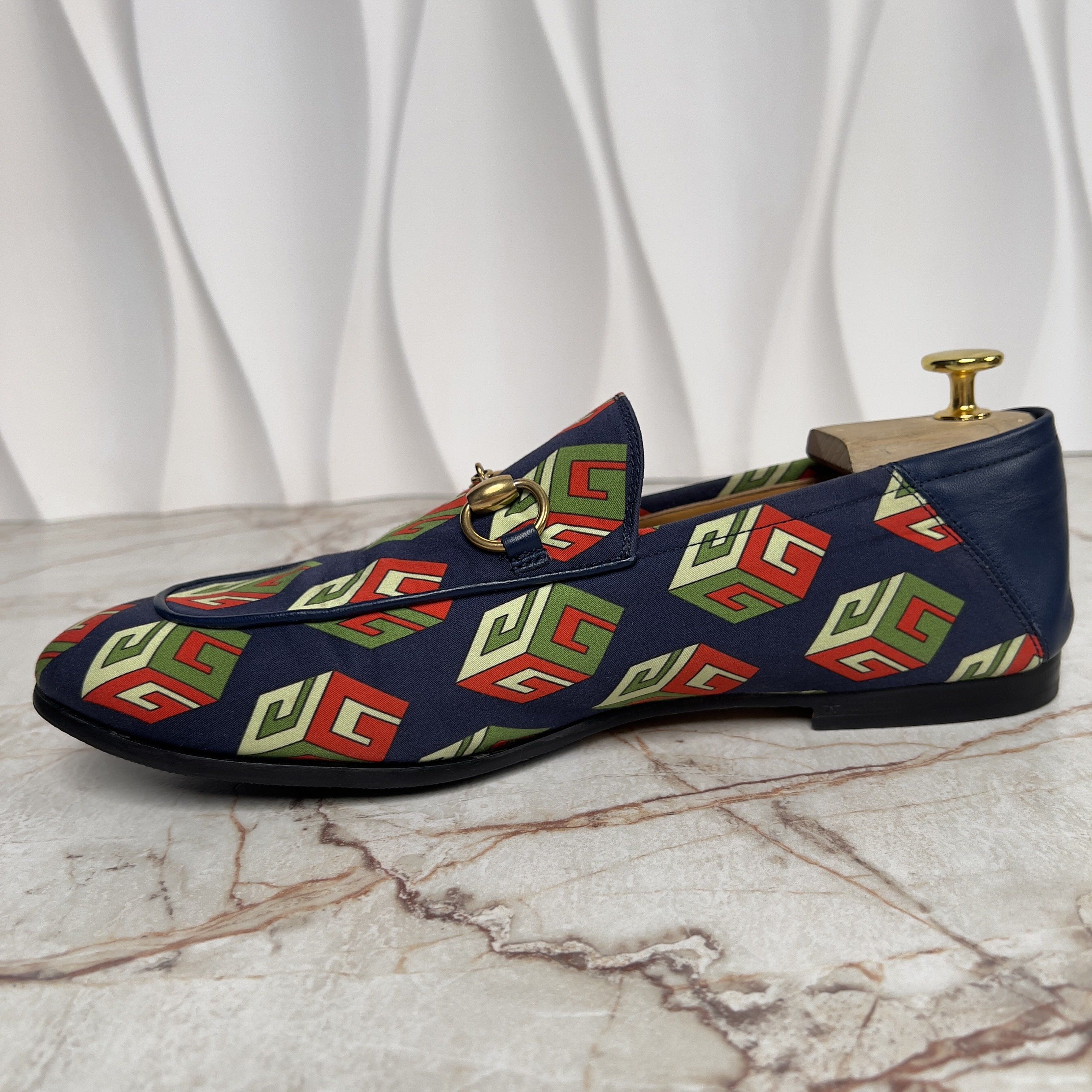 Gucci Canvas Mr. Porter Cube Horsebit Loafers Blue Fabric Size US 8.5 / EU 41-42 - 5 Thumbnail