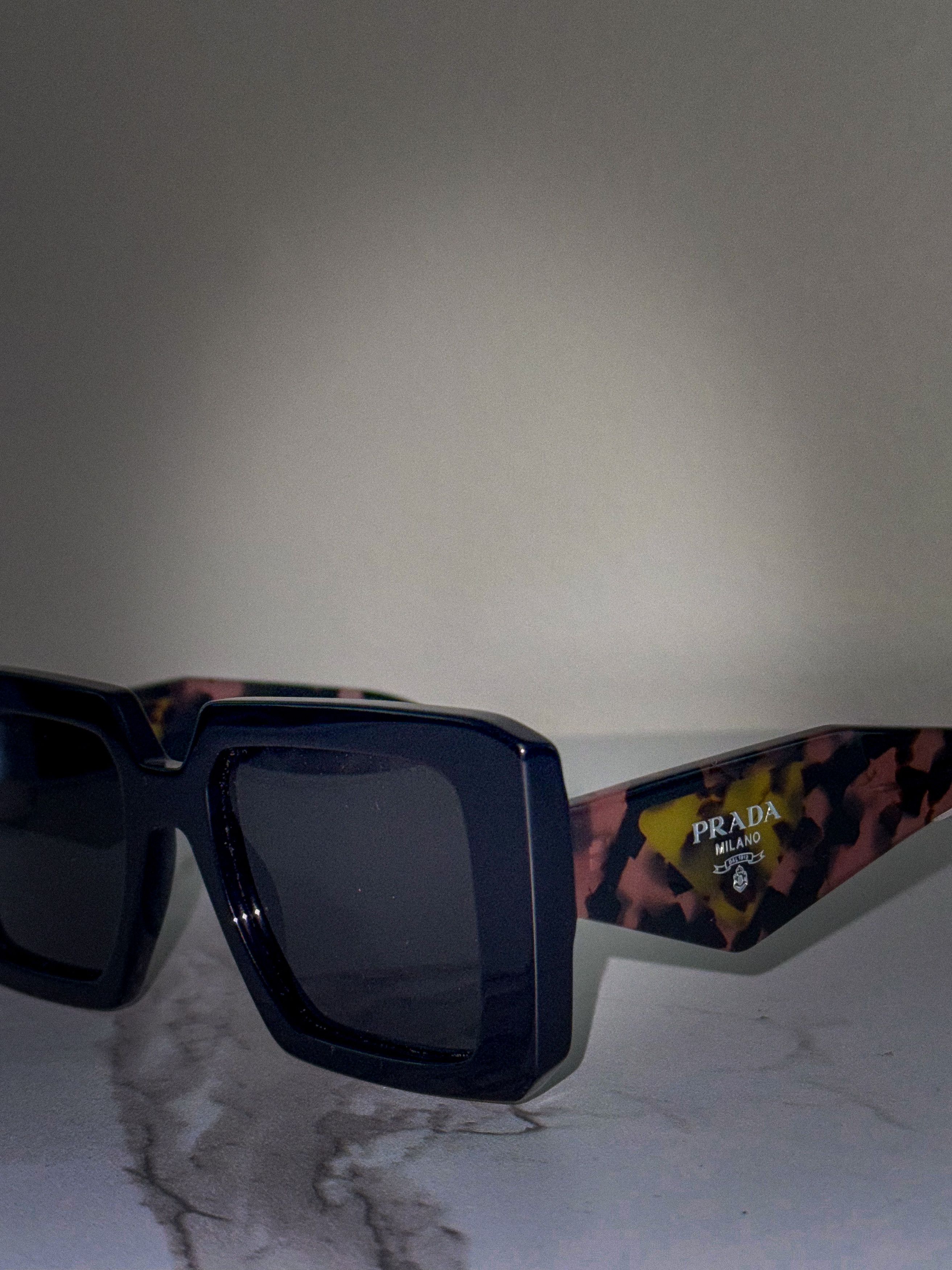 Prada Prada Sunglasses PR23YS 1AB5S0 Black Dark Gray Square NEW Size ONE SIZE - 8 Thumbnail