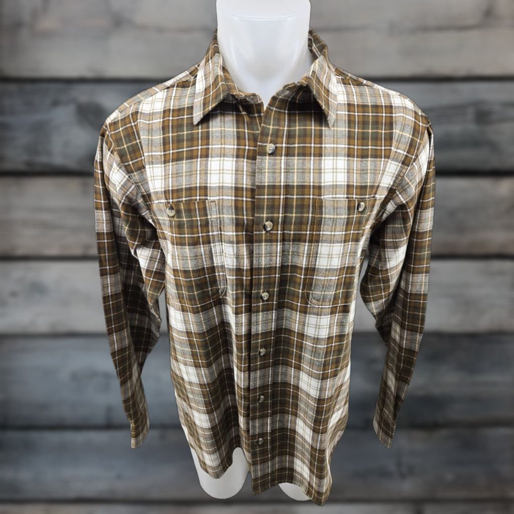 Vintage RedHead Mens Large Plaid Button Down Shirt Brown Green Long Sleeve Shirt Button-Up Casual Classic Outdoor Mens Size US L / EU 52-54 / 3 - 1 Thumbnail