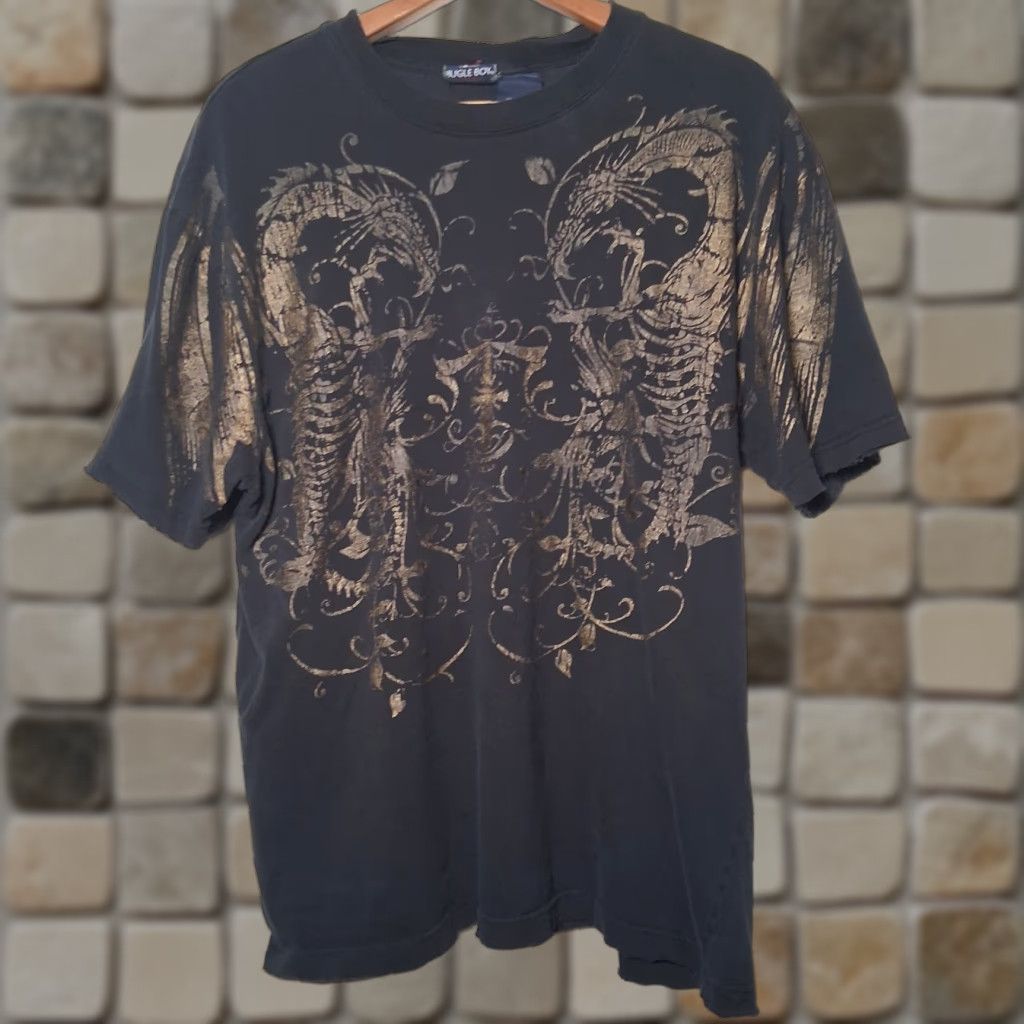 Bugle Boy VINTAGE Bugle Boy Shirt Men M Black Dragon Skeleton Distressed Y2K Graphic T Size US M / EU 48-50 / 2 - 1 Thumbnail