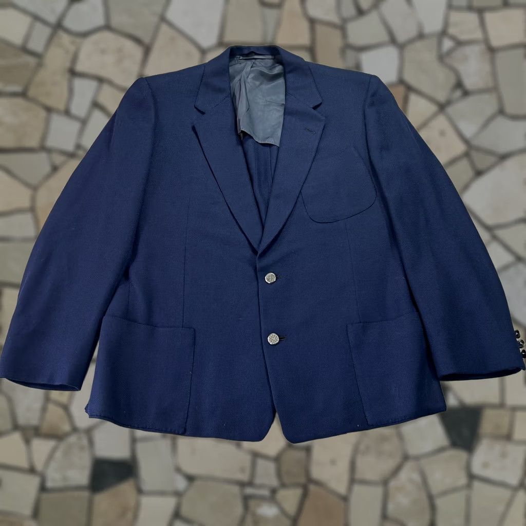 Vintage Hickey Freeman Blazer Mens 46 Blue Wool Tweed Sport Coat Jacket Patch Pocket Notch Lapel Two-Button Front Size 46R - 1 Thumbnail