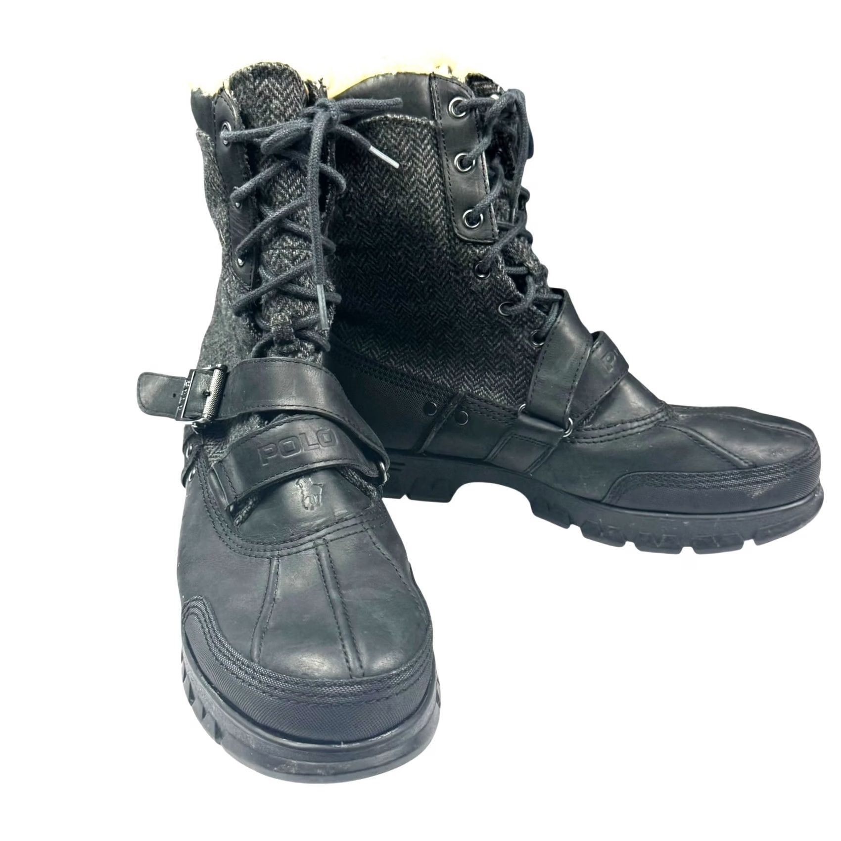 Polo Ralph Lauren Polo Ralph Lauren Boots Tavin Rollover Shearling Lined Black Men's Size 11D - Leather Combat Mid-Calf Rubber D Lace Up Size US L / EU 52-54 / 3 - 2 Thumbnail