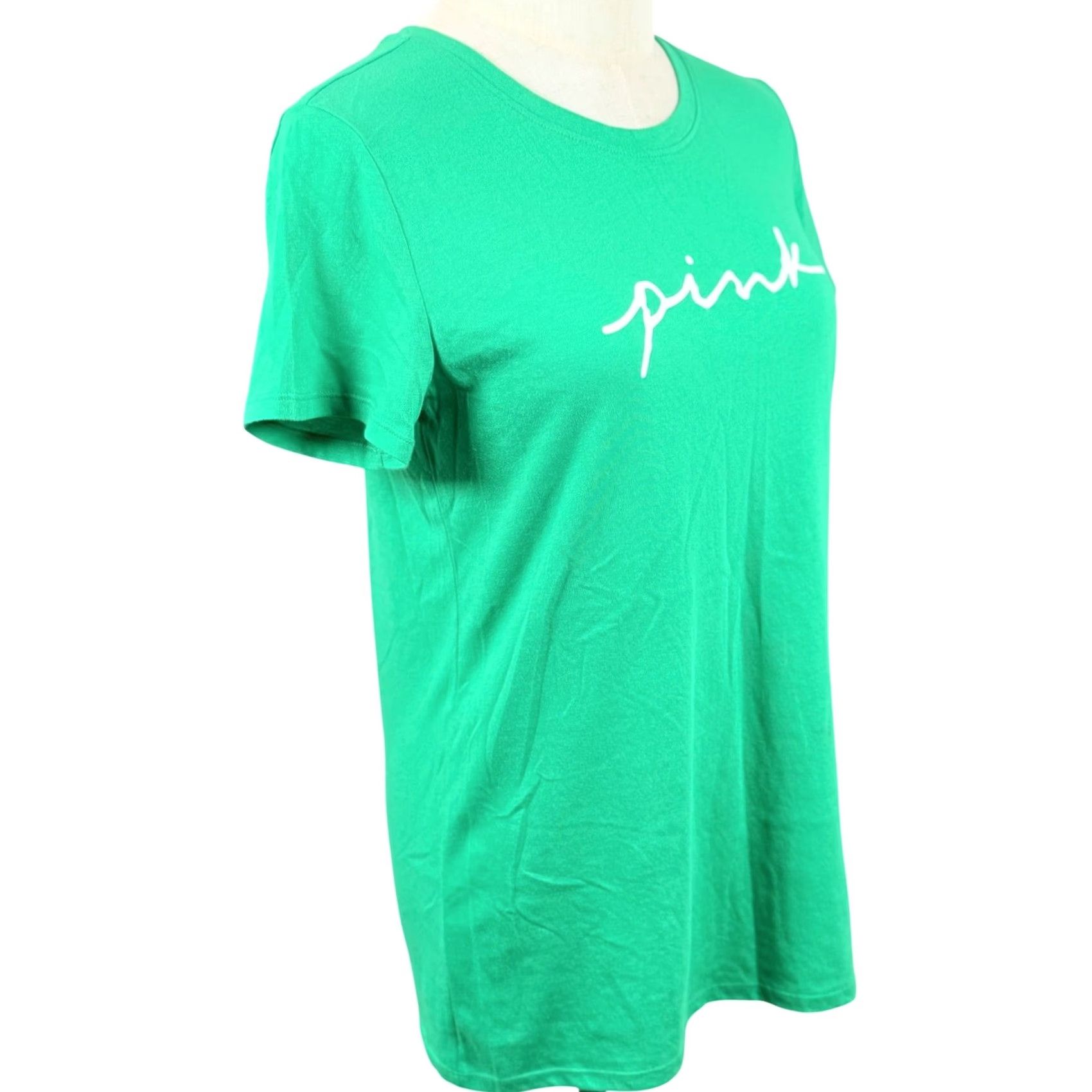 Vintage PINK Victoria's Secret T-Shirt Green Script Logo Cotton Blend Crew Neck Short Sleeve Womens S Vintage No Size S / US 4 / IT 40 - 4 Thumbnail