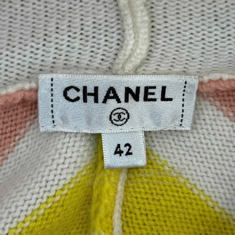 Chanel Chanel Beige rainbow striped gold chain logo cashmere knit Size M / US 6-8 / IT 42-44 - 5 Thumbnail