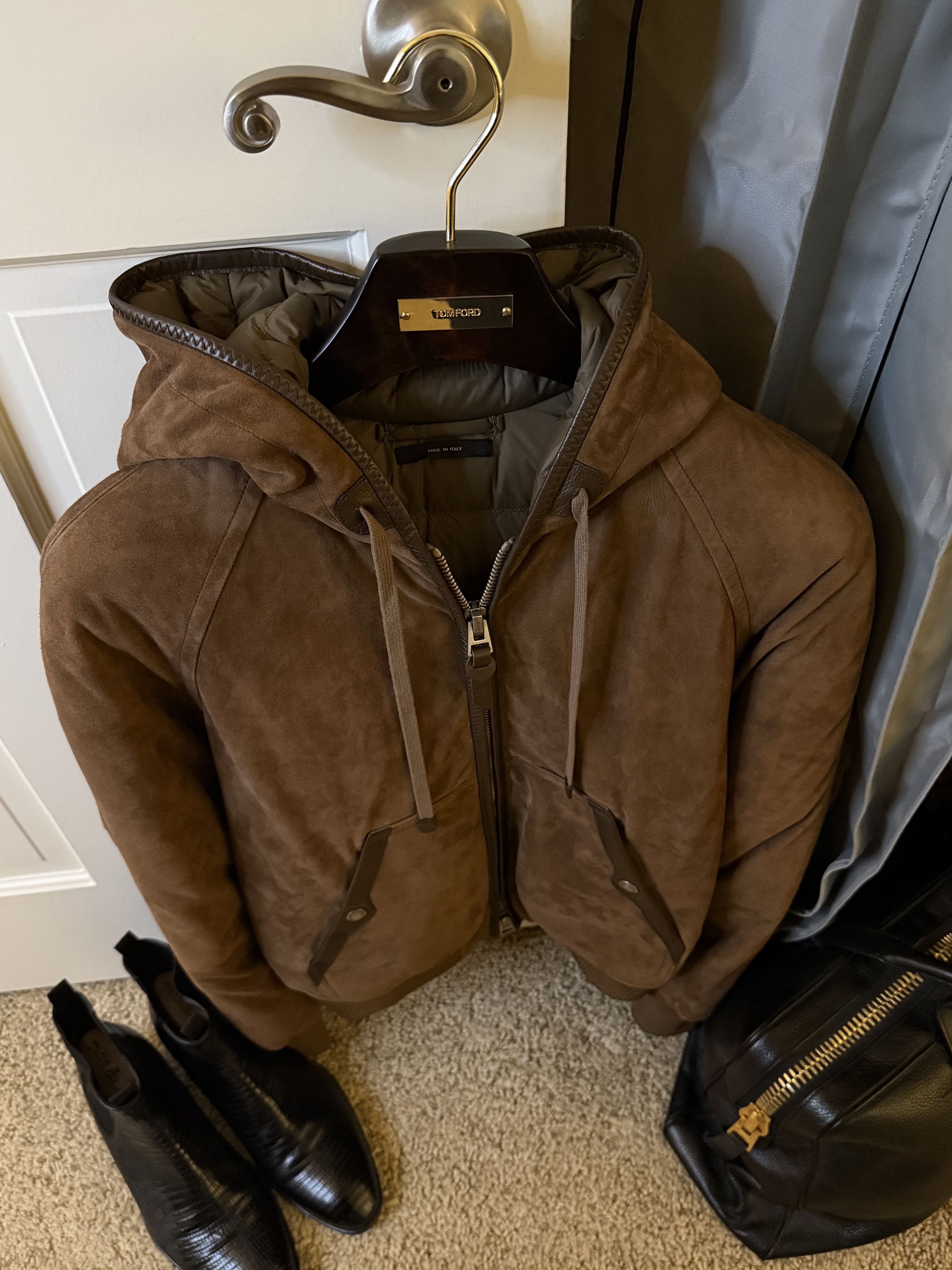 Tom Ford The Ultimate Rare $8,750 w/tax Leather Accent Suede Hoodie Size US M / EU 48-50 / 2 - 14 Thumbnail