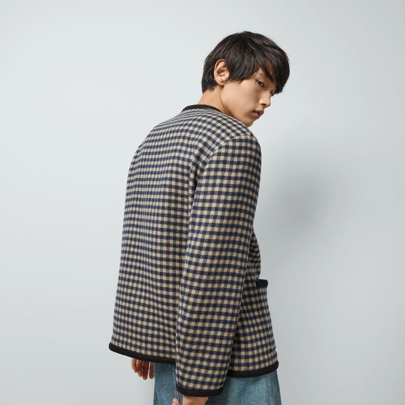 Gucci o1loc1c0126 770950 Wool Gingham Jacket With Interlocking G Size US M / EU 48-50 / 2 - 6 Thumbnail