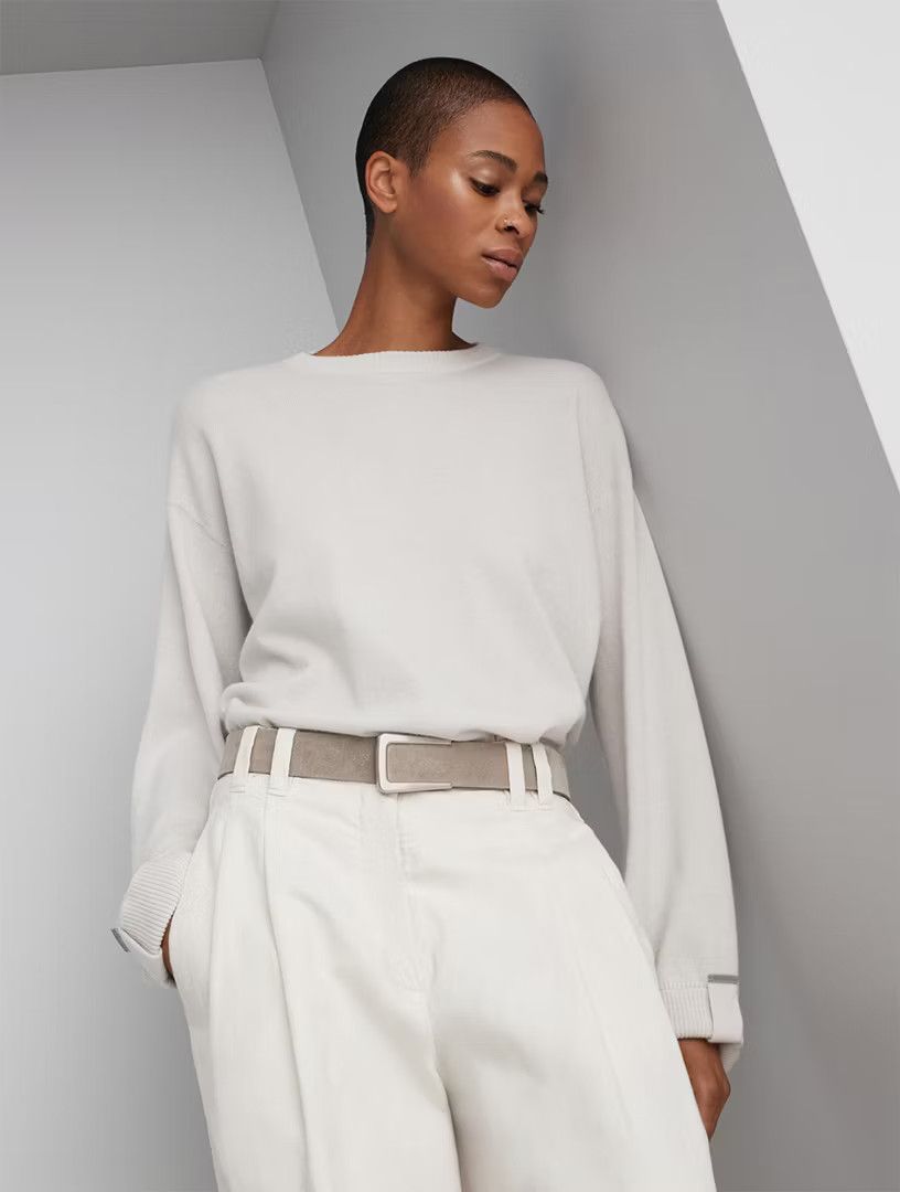 Brunello Cucinelli o1la1rc1a0325 Cashmere Sweater in Ivory Size XL / US 12-14 / IT 48-50 - 4 Thumbnail