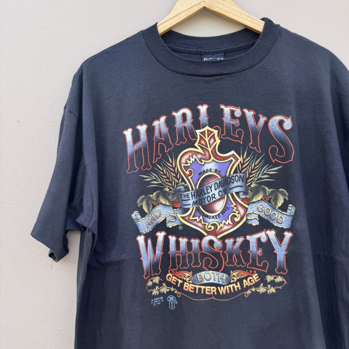 Vintage harley davidson whiskey 1988 3d emblem tee