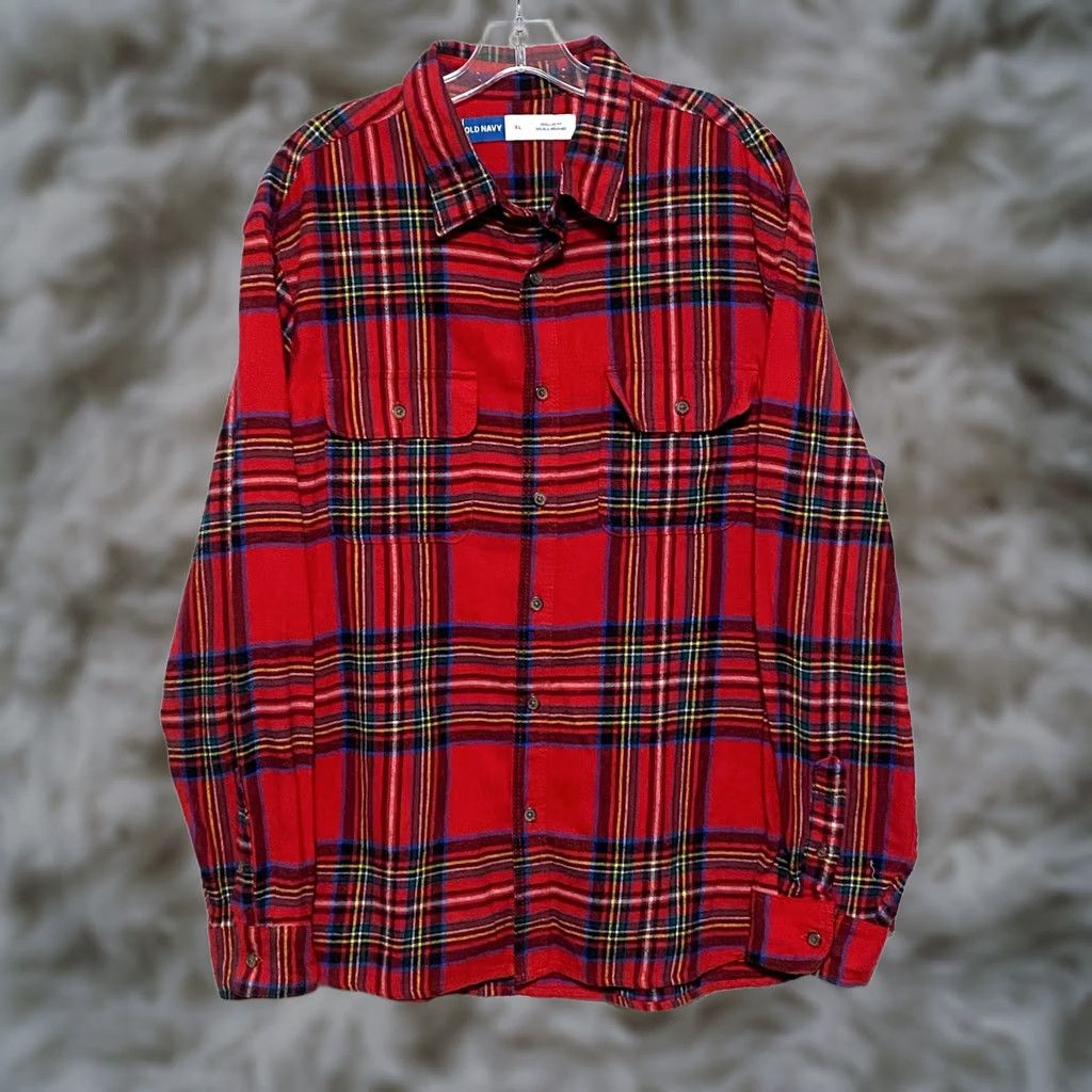 Old Navy VINTAGE Old Navy Shirt Mens XL Regular Fit Flannel Button-Up Plaid Red Western Barn Lumberjack Size US XL / EU 56 / 4 - 1 Thumbnail