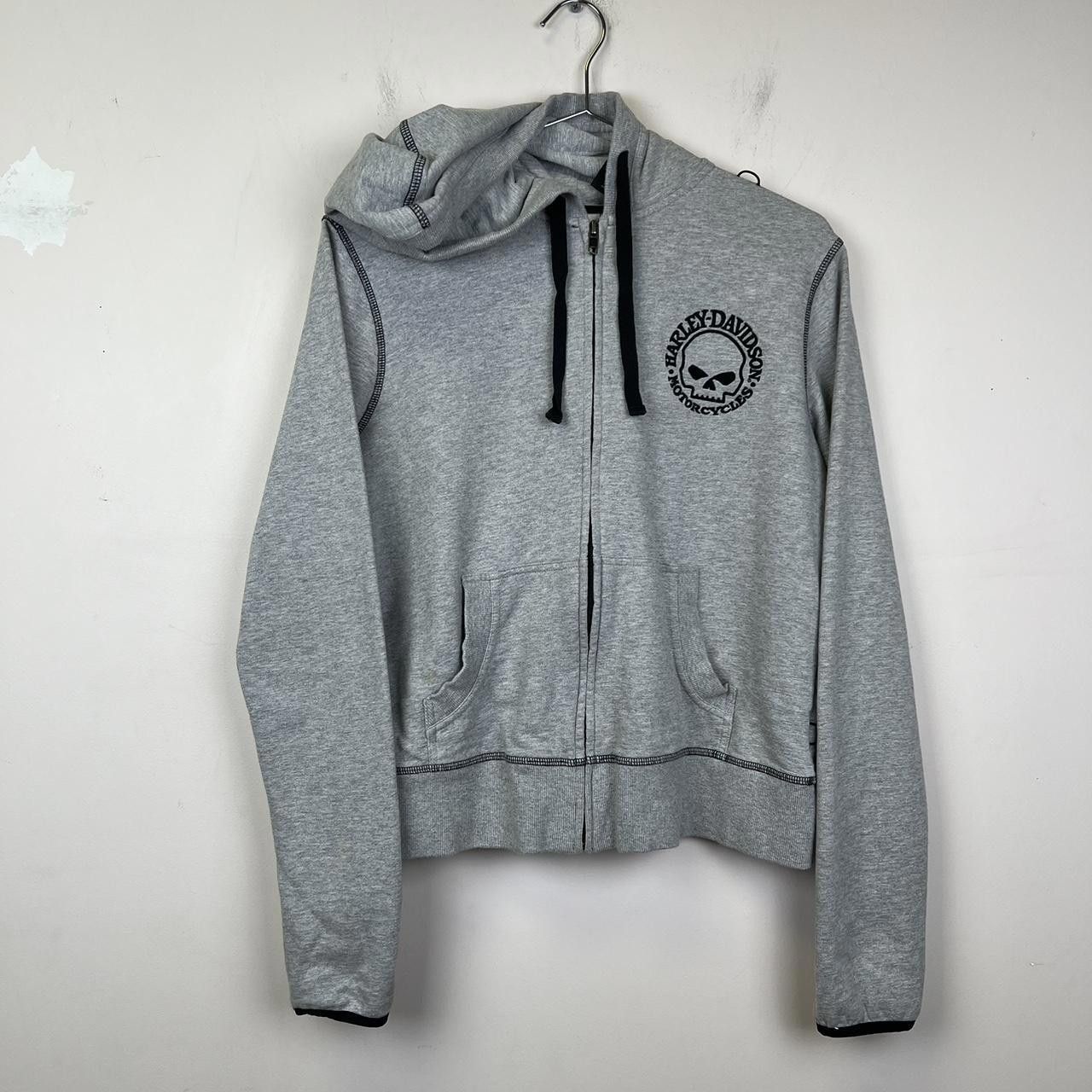 Harley Davidson Harley-Davidson Skull Logo Cropped Hoodie - Size XL - Gray Size XL / US 12-14 / IT 48-50 - 1 Thumbnail