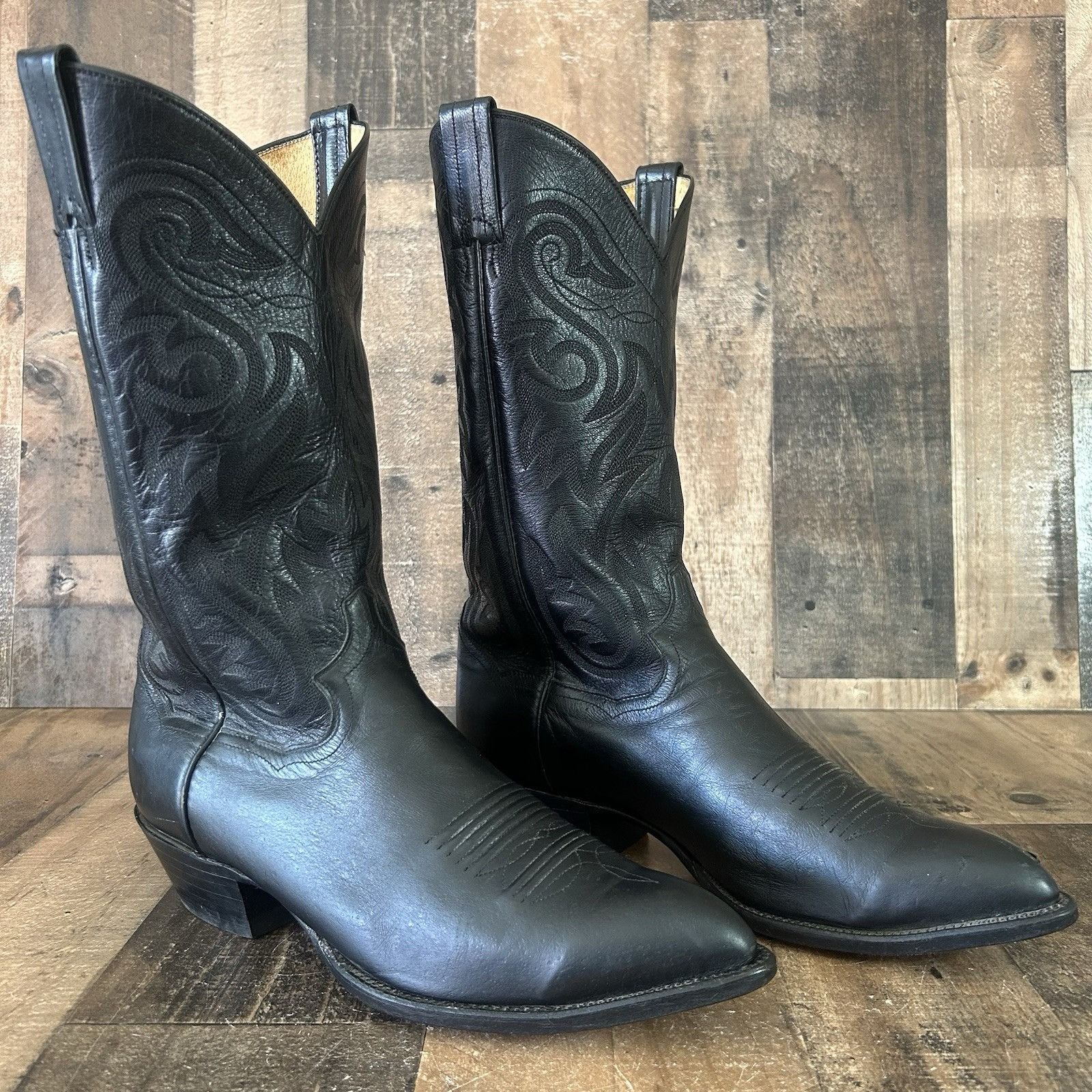 Panhandle Slim Panhandle Slim Vintage Classic Black Cowboy Boots Mens 10 EE Size US 10 / EU 43 - 2 Thumbnail