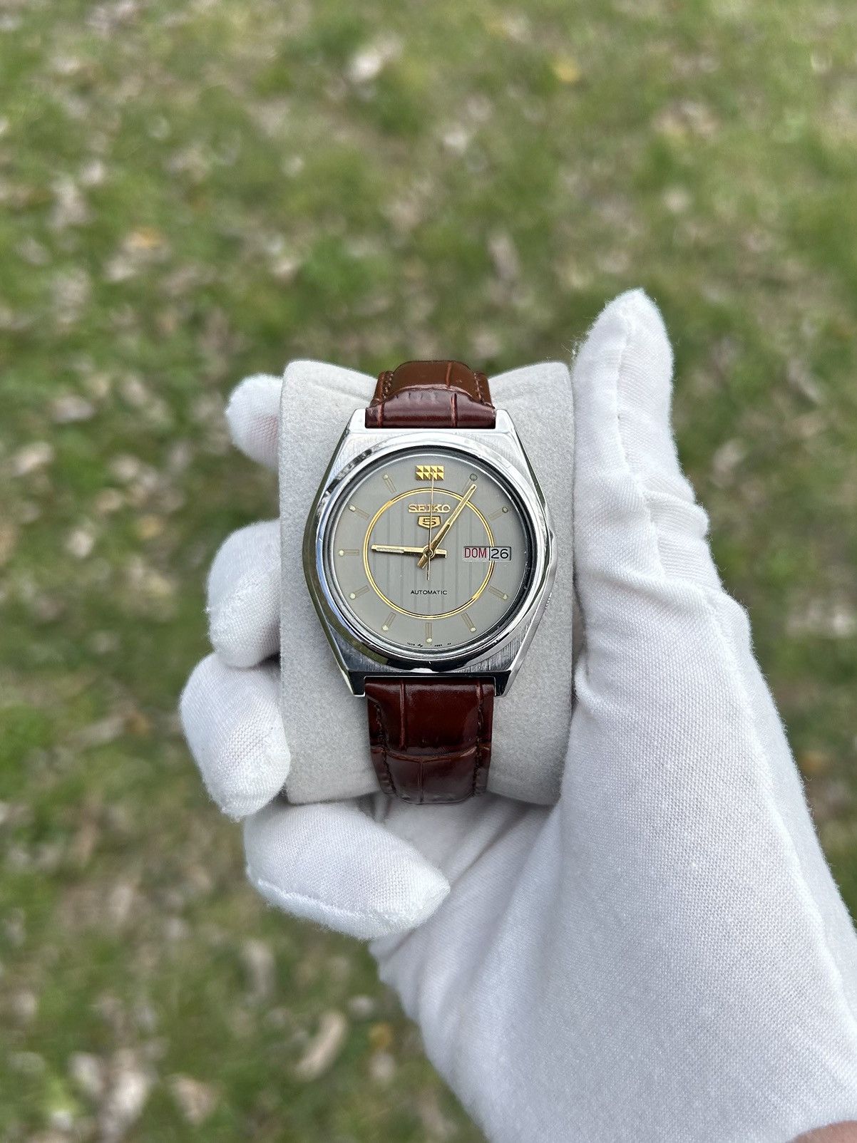 Seiko 5 Watch Automatic Mechanical Japan Made 1990's in Grey, Men's
