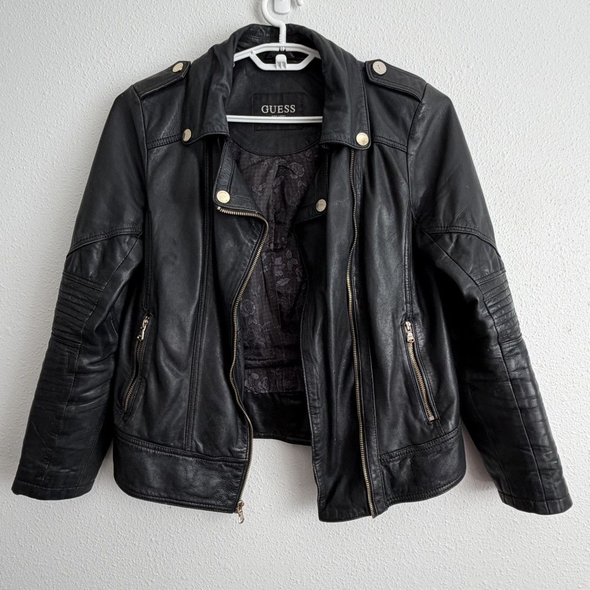 Guess GUESS 100% Genuine Leather Moto Jacket Women’s Medium Black Size US M / EU 48-50 / 2 - 1 Thumbnail